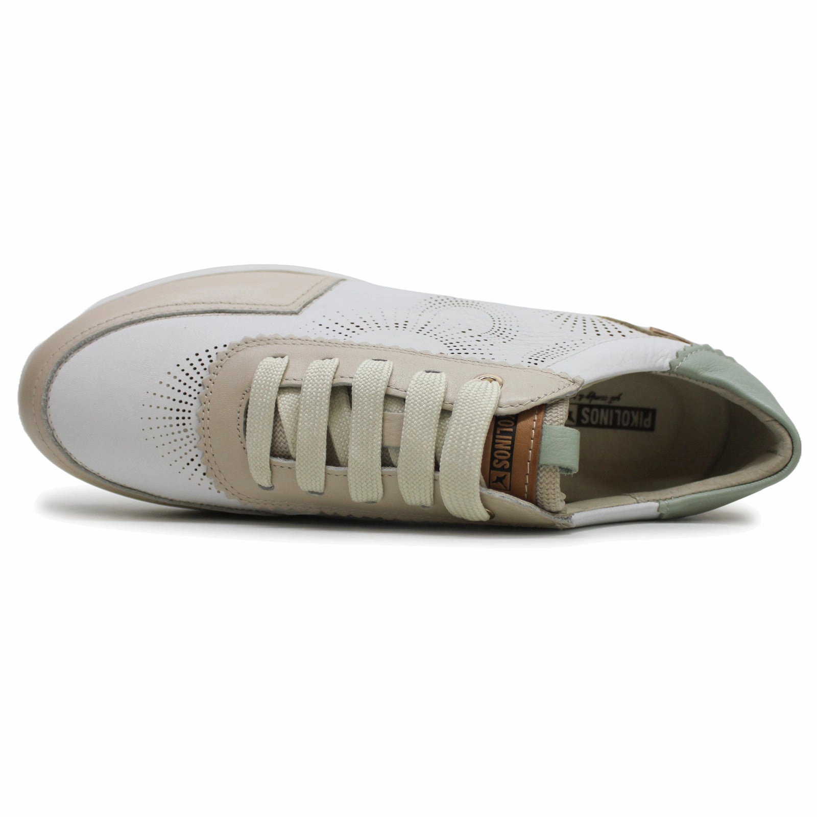 Pikolinos Rueda W2A-6553 Leather Women's Comfort White Trainers Back Slot, Drawstring Gym Bag With Shoe Pocket