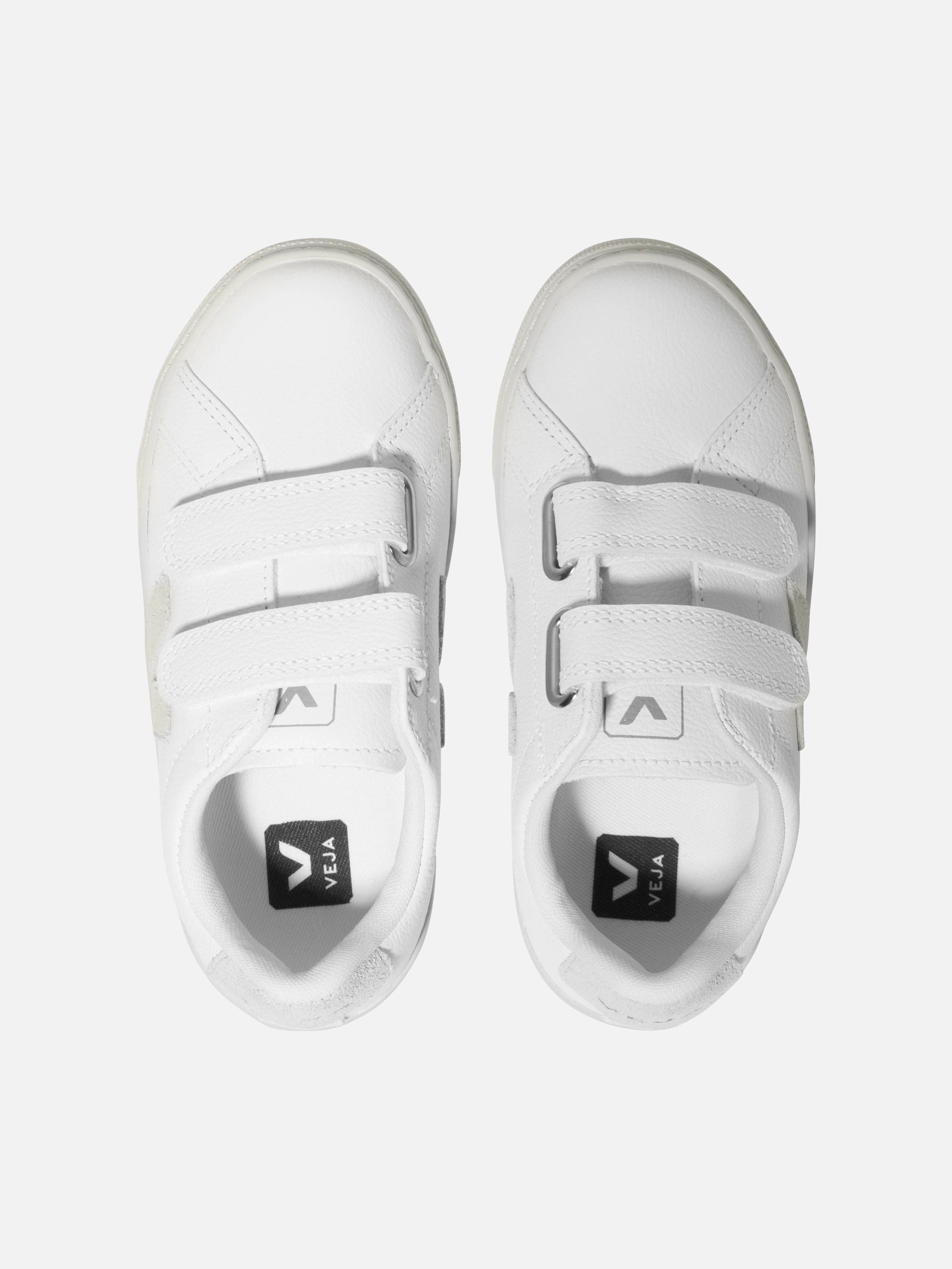 Portable & Rechargeable Veja Kids ChromeFree Leather Esplar Trainers in White Ultra-Soft Texture