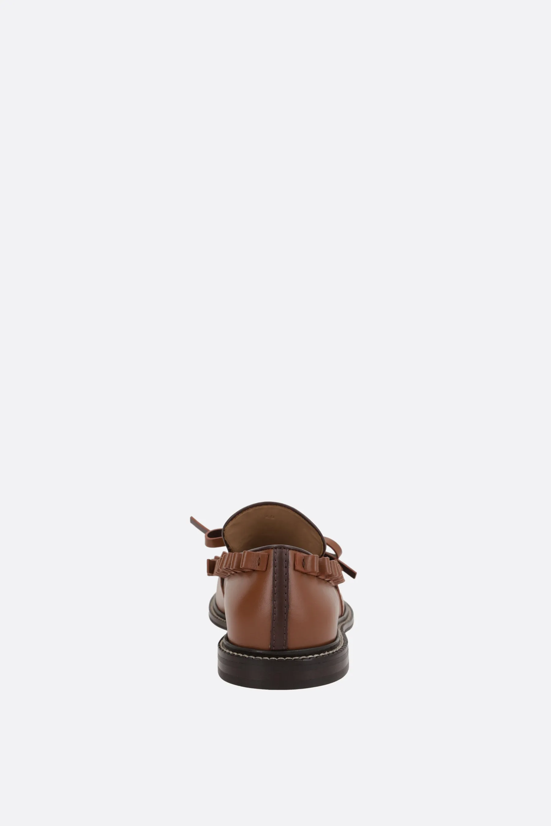 smooth leather loafer with ruffle detail