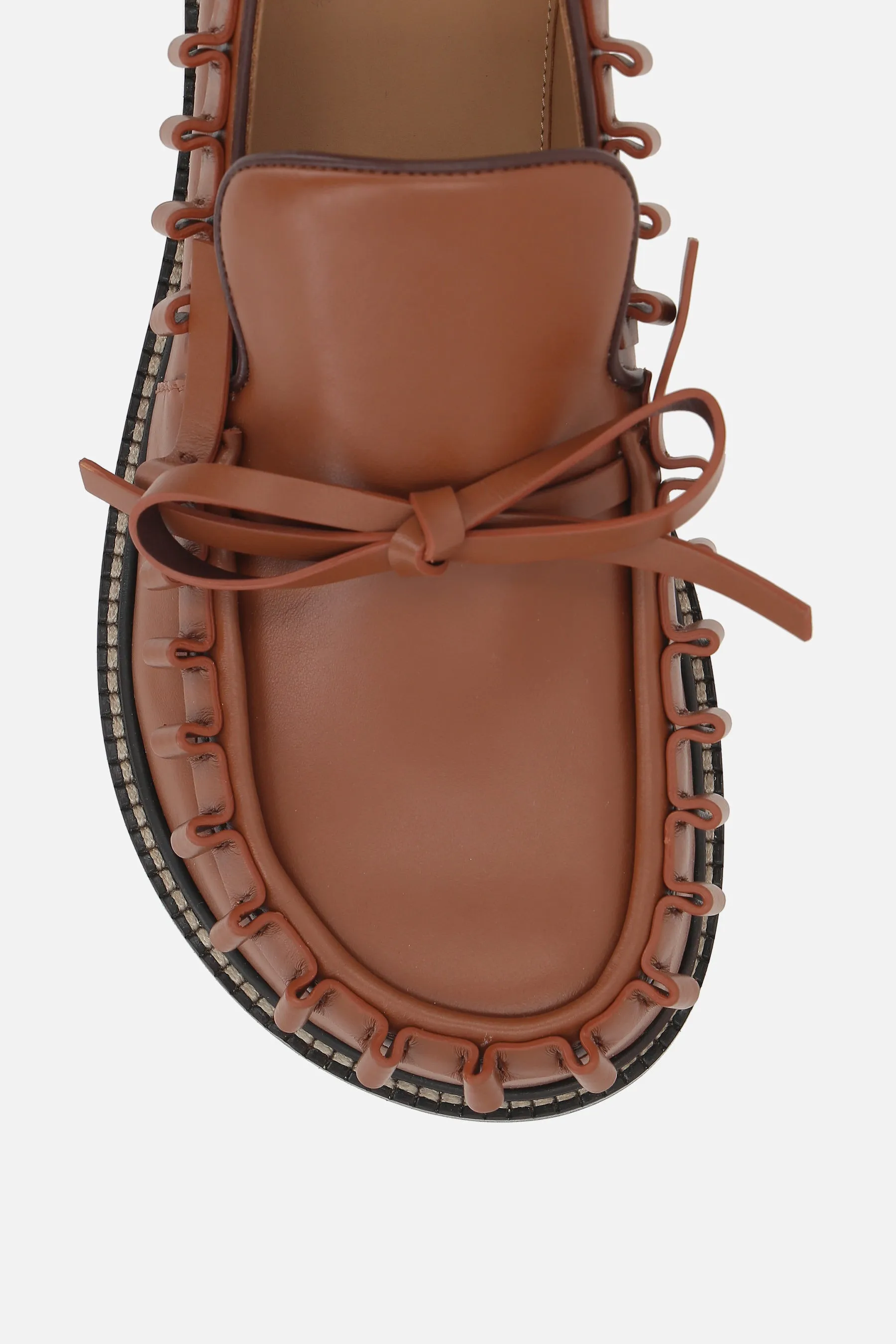 smooth leather loafer with ruffle detail