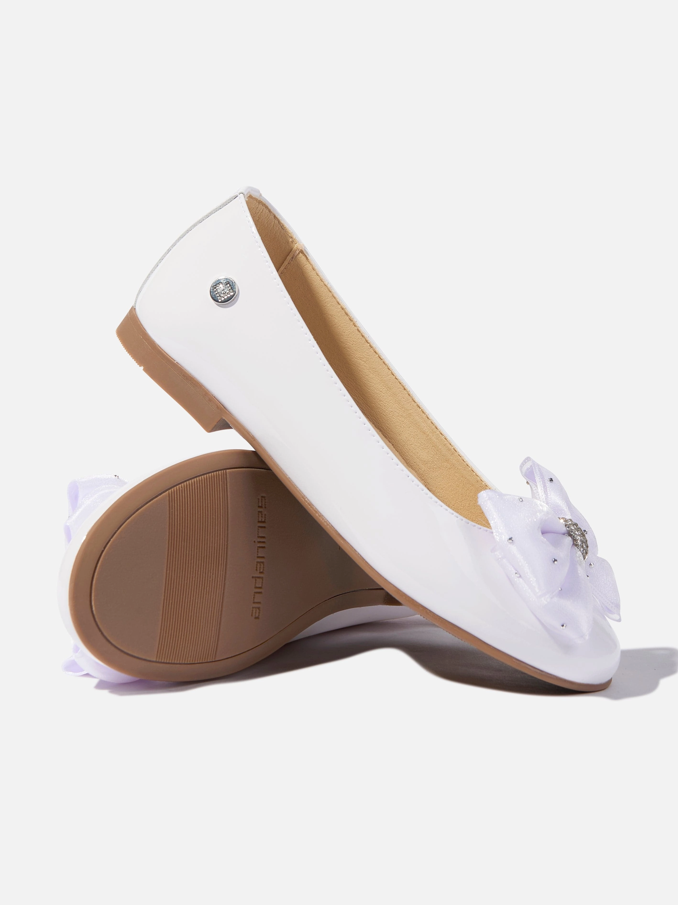 Shop With Confidence Andanines Girls Patent Leather Bow Ballerinas in White Mini Handbag For Evening Events
