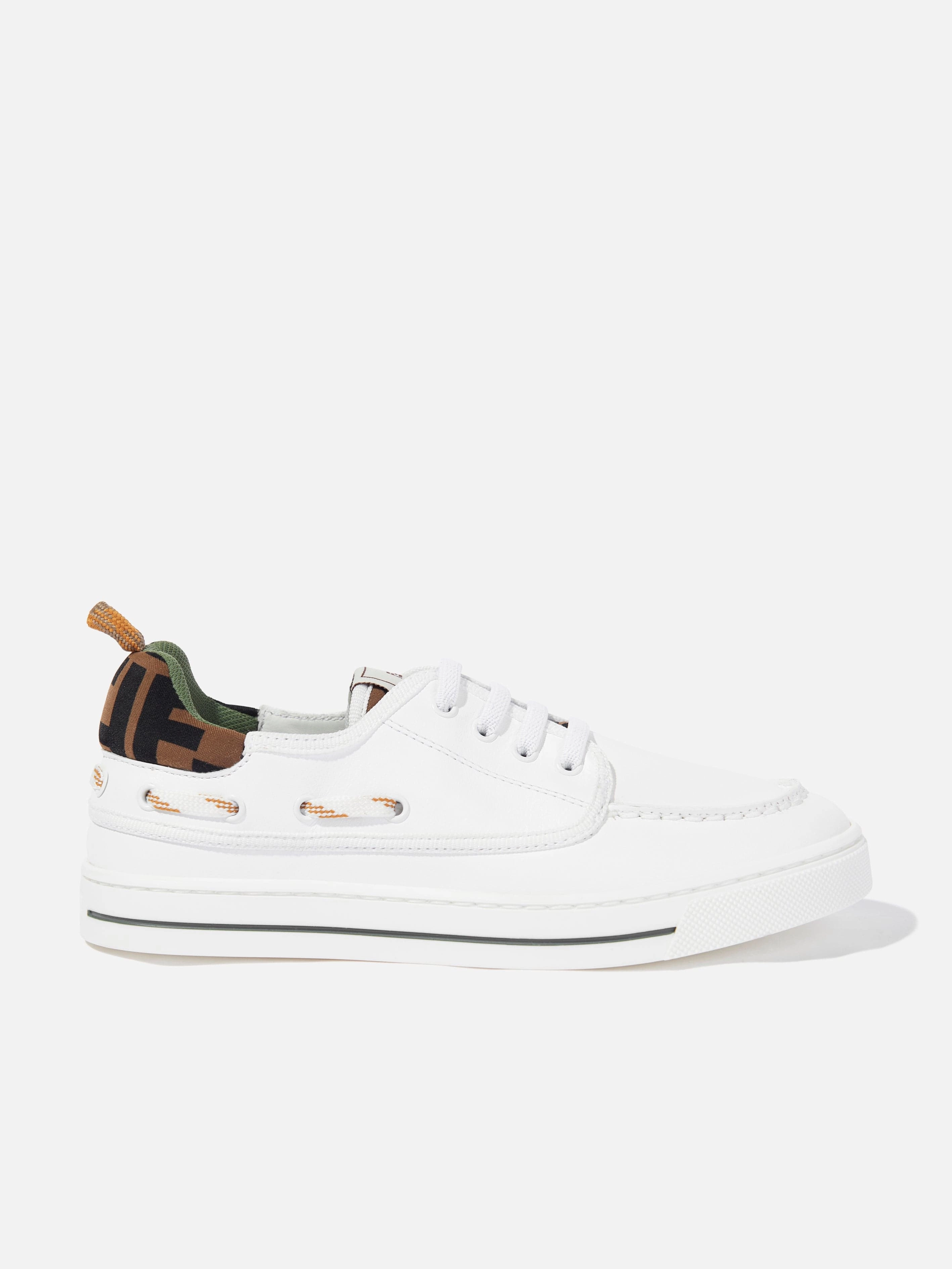 Ideal For Travel Get Coupon for Discount Kids Leather and Jacquard Trainers in White New product launch Hardware Detail