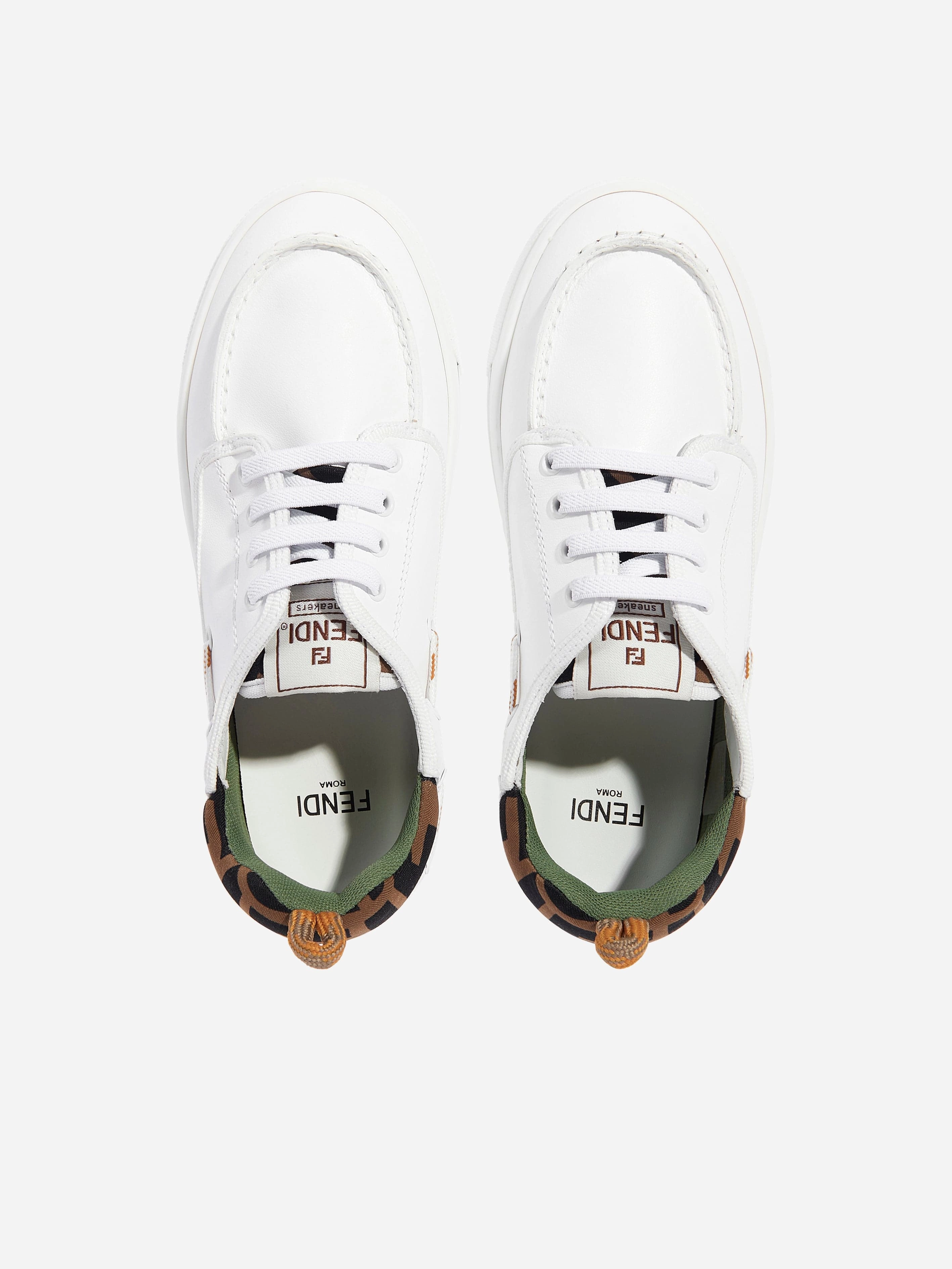 All-Day Comfort Kids Leather and Jacquard Trainers in White Minimalist