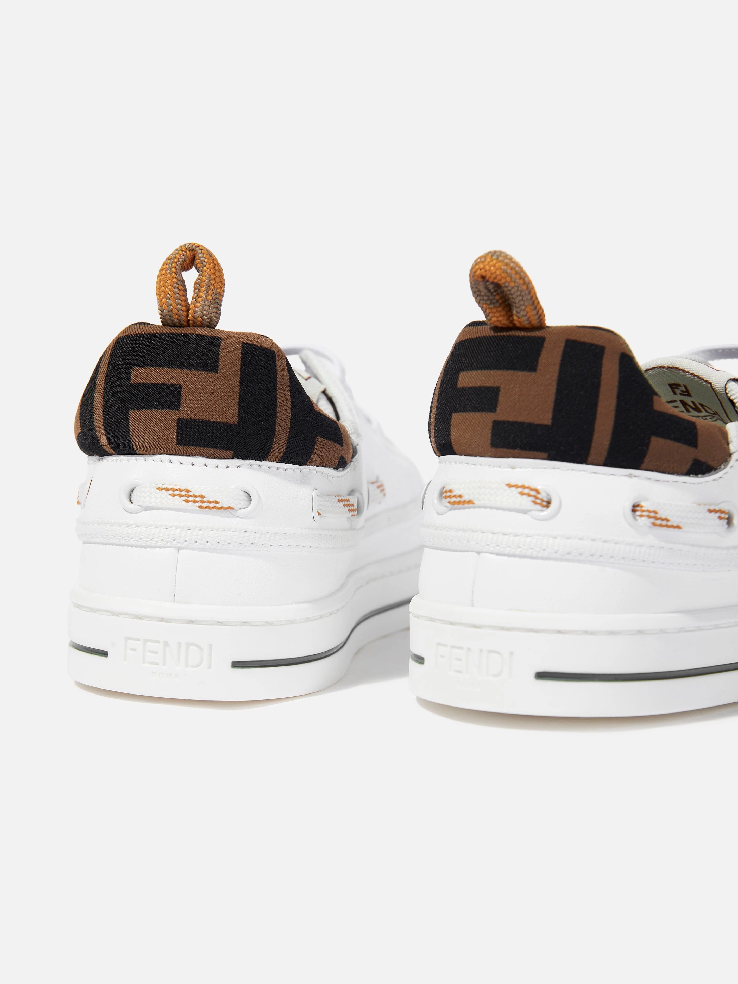 Kids Leather and Jacquard Trainers in White Limited Time Offer