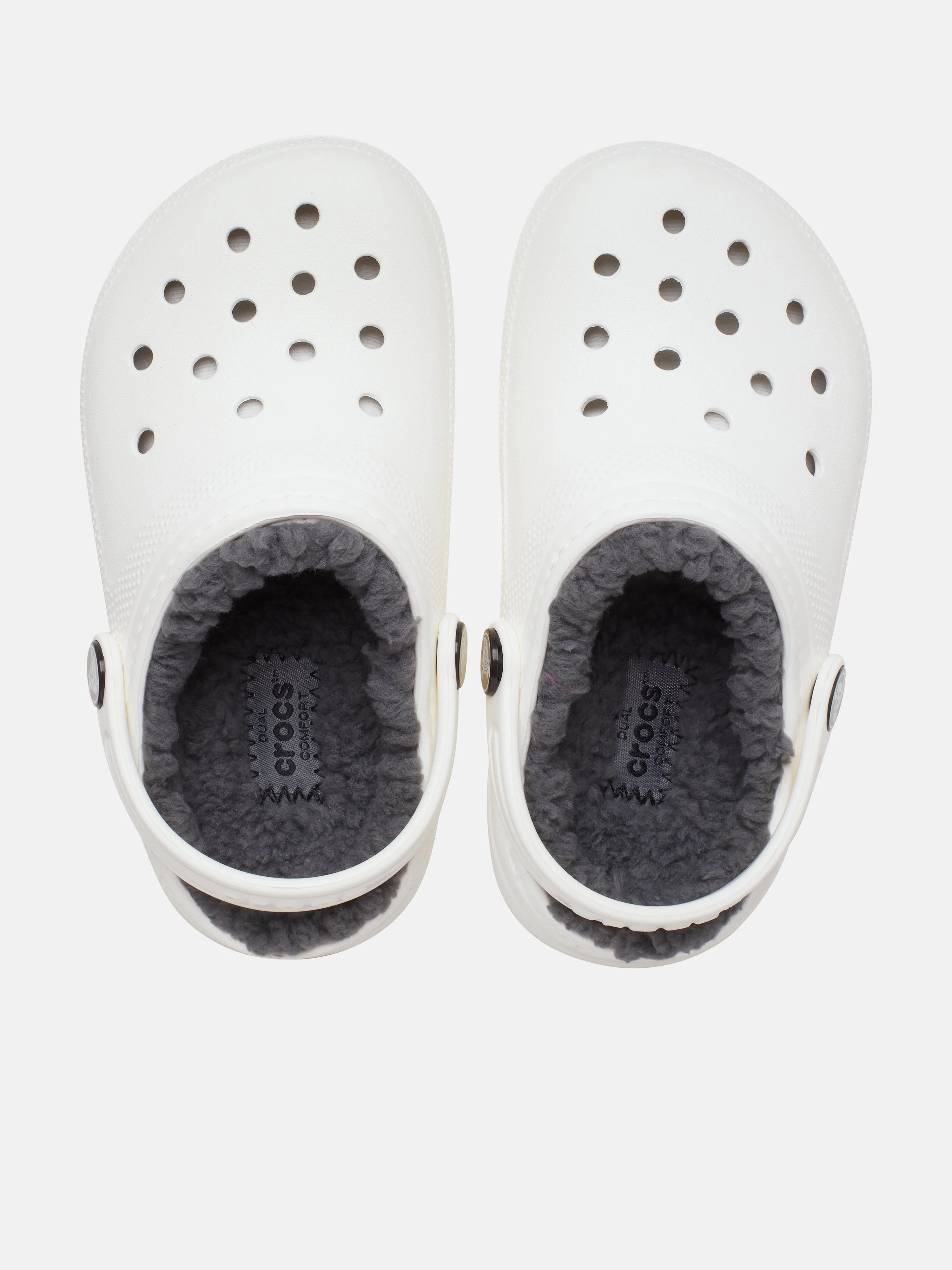 Crocs Kids Classic Lined Clog in White Click. Shop. Done., Suede