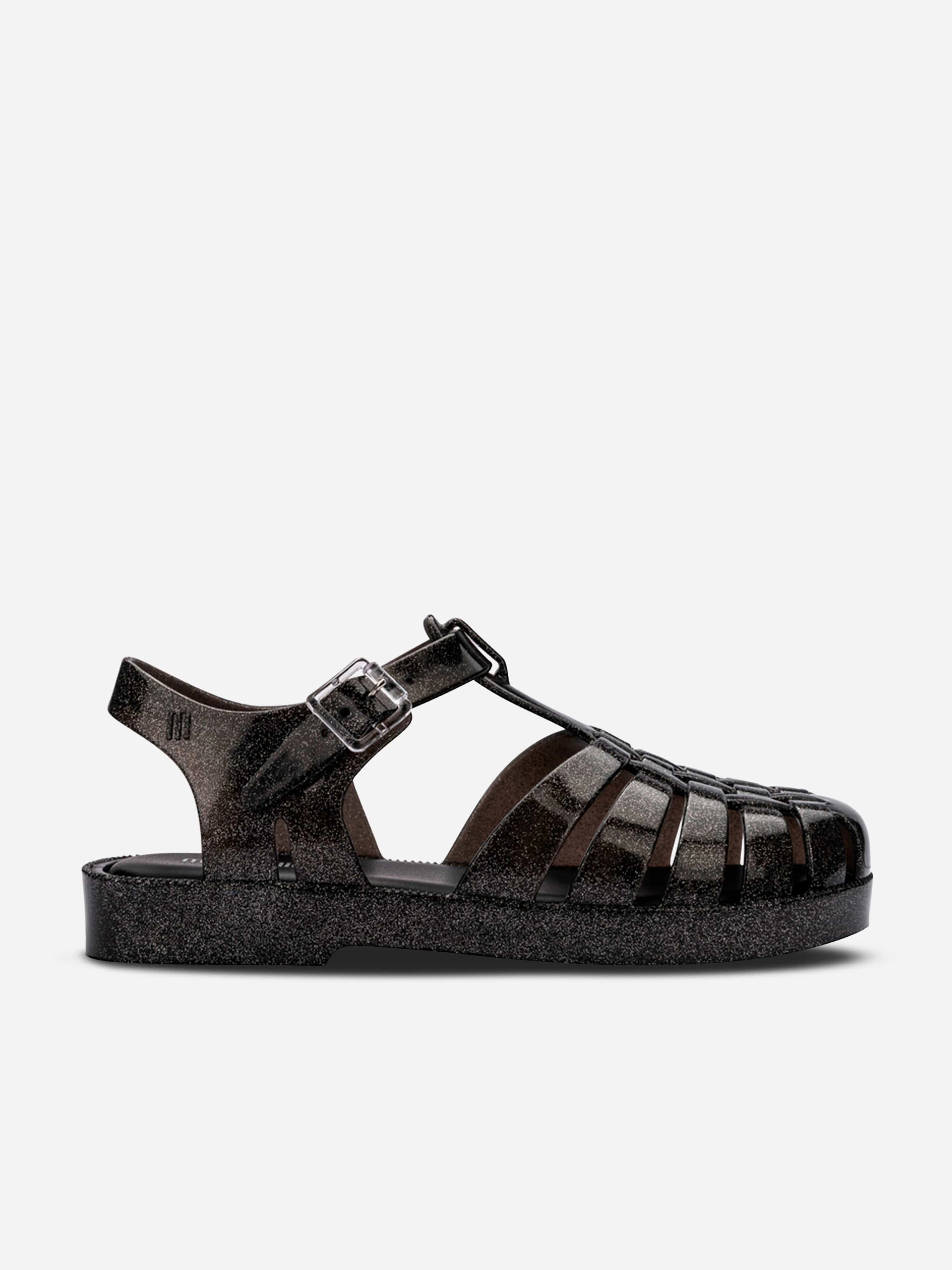 Bold In Every Way Starter pack Mini Melissa Girls Possession Shiny Sandals in Black Quick Setup