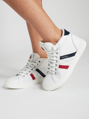State-of-the-Art Tech Moncler Enfant Kids Leather Monaco High Top Trainers in White Trouble Solved Leather, Designer