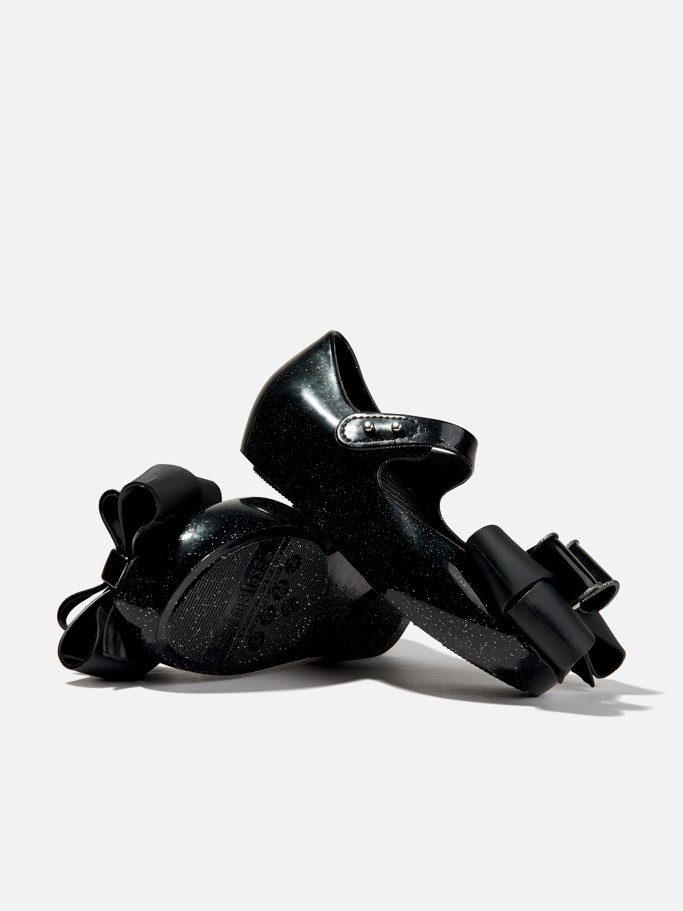 Trendy And Practical, Top Handle Mini Melissa Girls Mini Ultragirl Fab Bow Ballerinas in Black