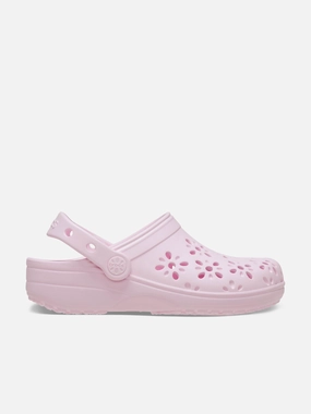 Effortless Elegance Stock Almost Empty Girls Classic Floral Cut Out Clog in Pink Stylish Vegan Leather Shoulder Bag