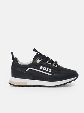 Textile Subscription offer BOSS Boys Lace Up Logo Trainers in Navy Great deal special Get More For Less