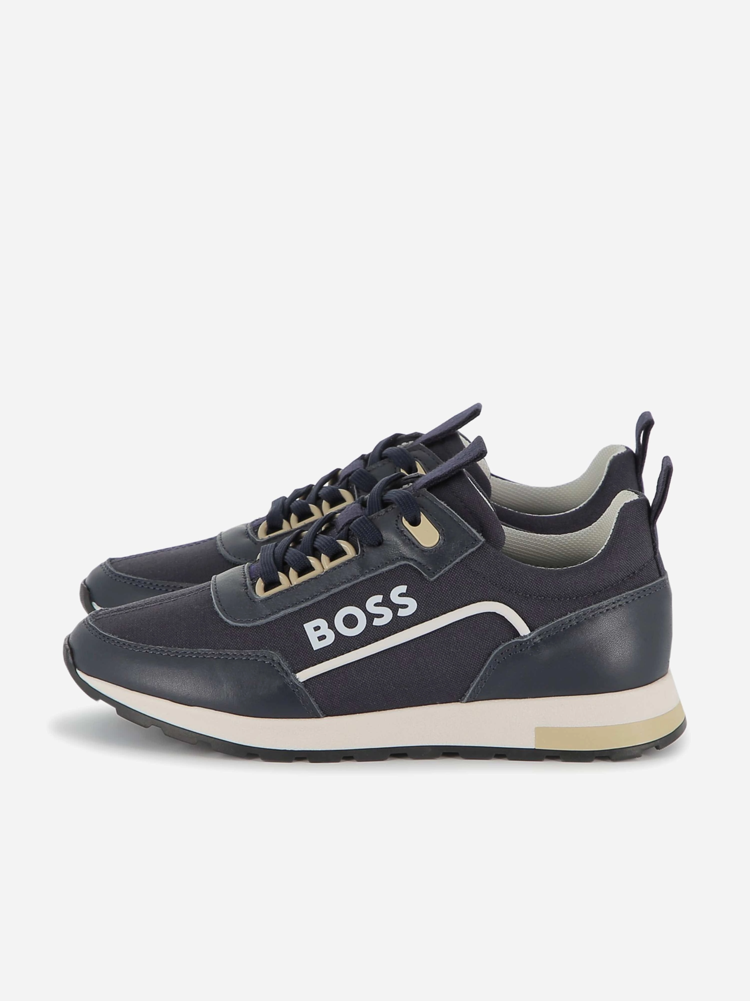 Affordable Luxury BOSS Boys Lace Up Logo Trainers in Navy MenS Canvas Messenger Bag
