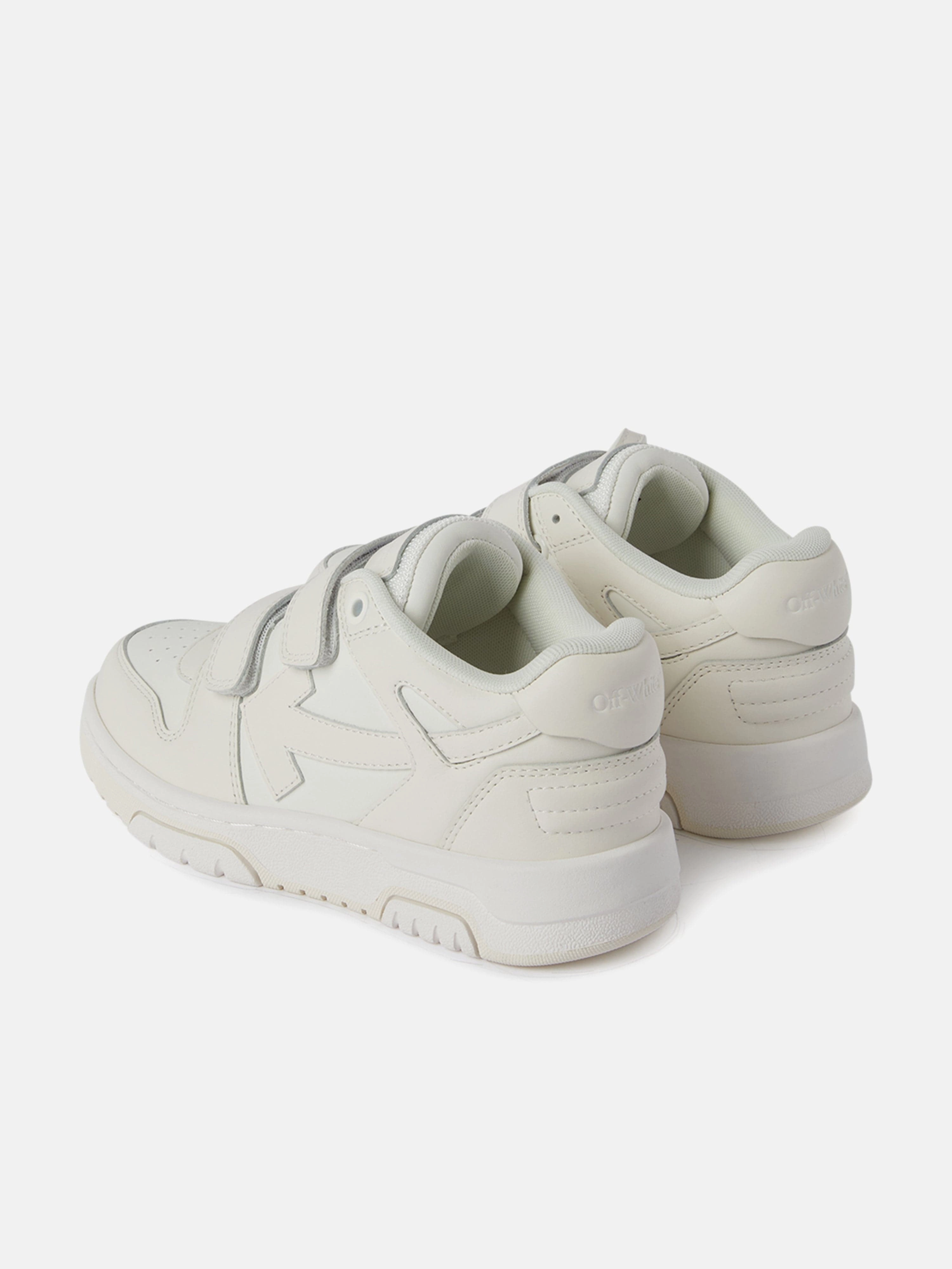 Fast & Secure Checkout Kids Leather Out Of Office Straps Trainers in Beige