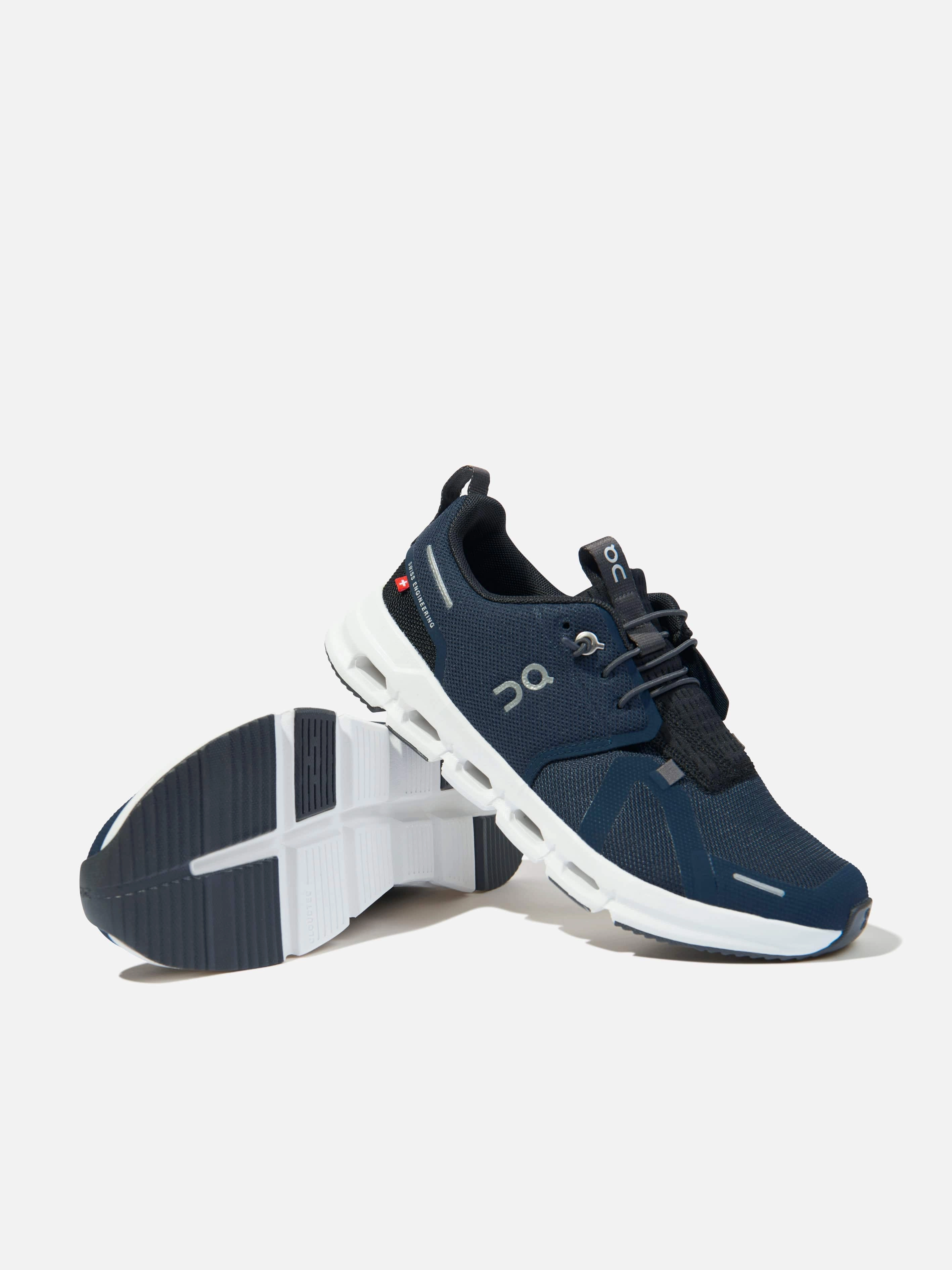 Worry-Free Wear On Running Kids Cloud Sky Trainers in Navy Croc-Embossed