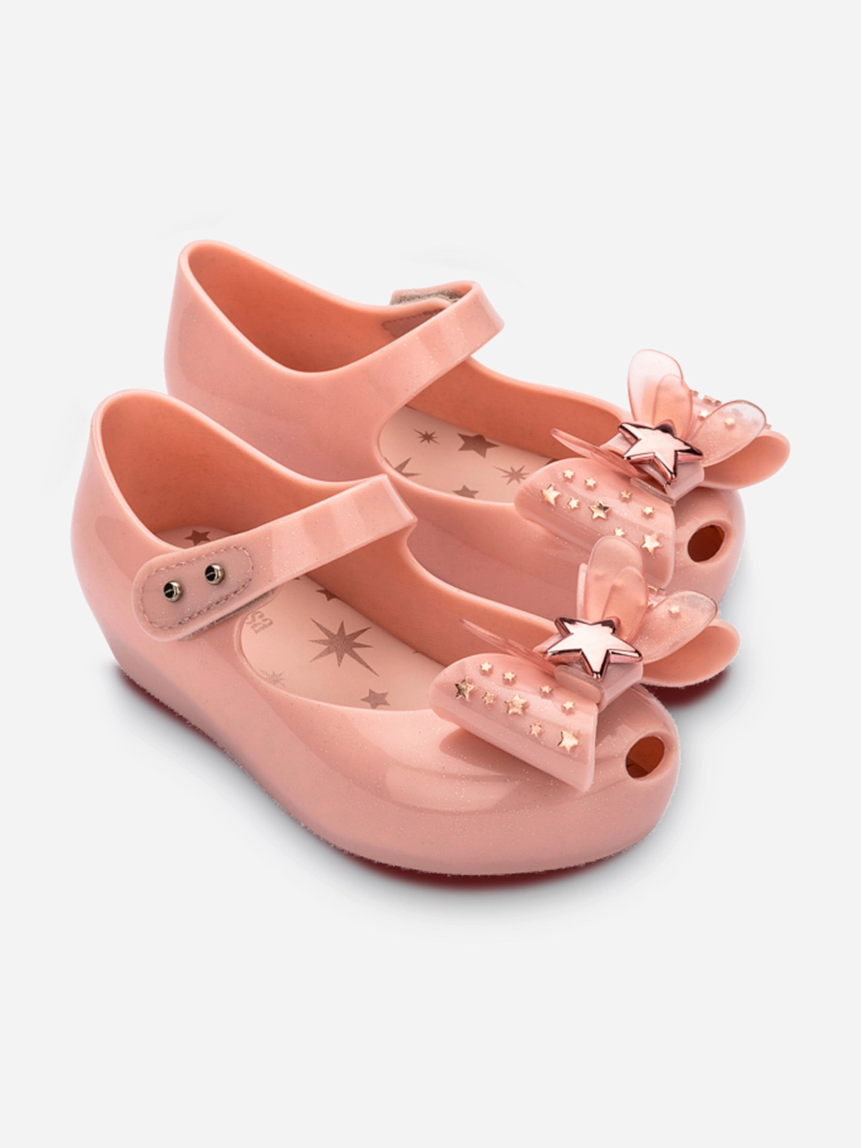 Patent Leather, Ready To Ship Mini Melissa Girls Ultragirl Star II Shoes in Pink