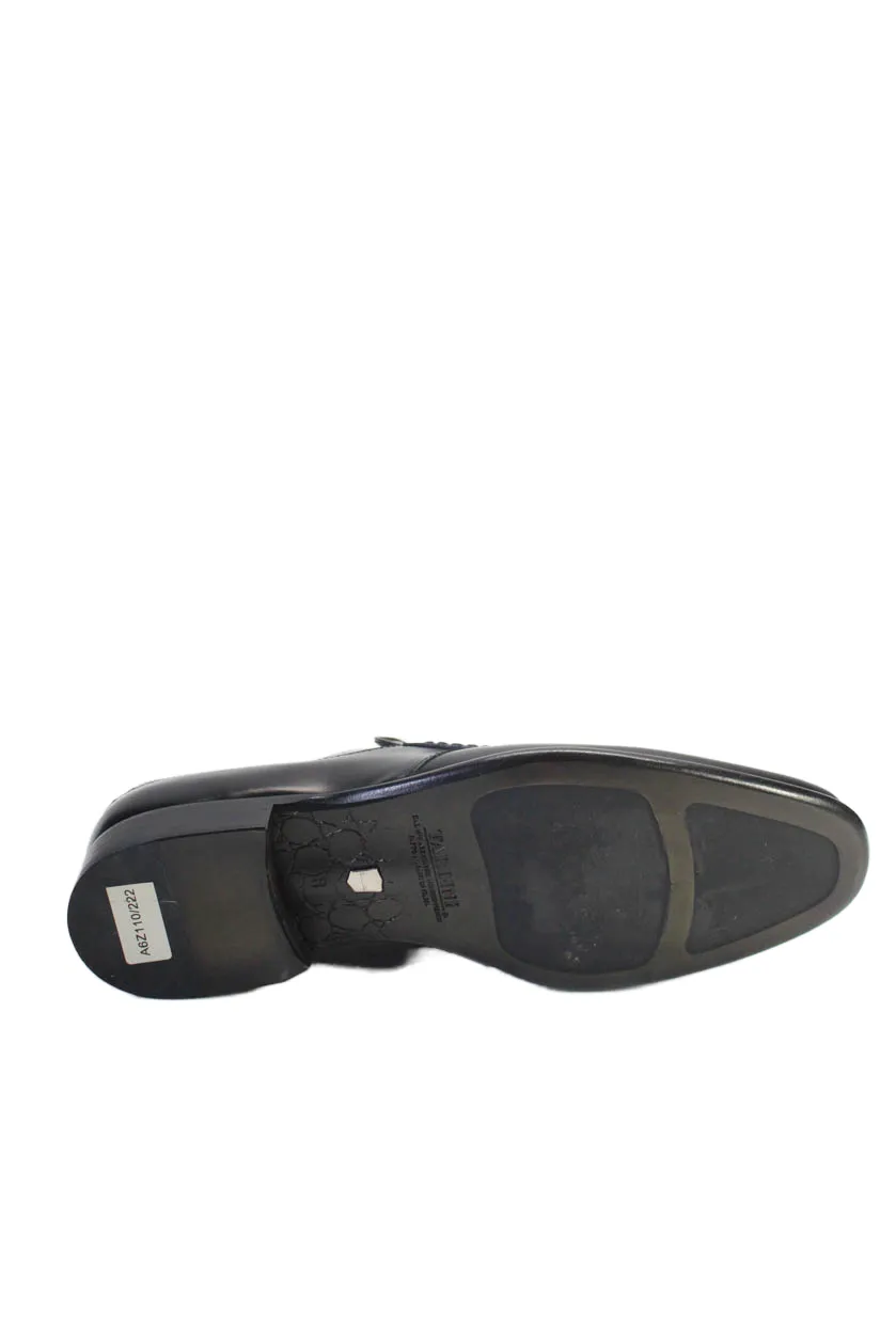 Tardini Mens Leather Slip-On Moccasin Penny Loafers Black