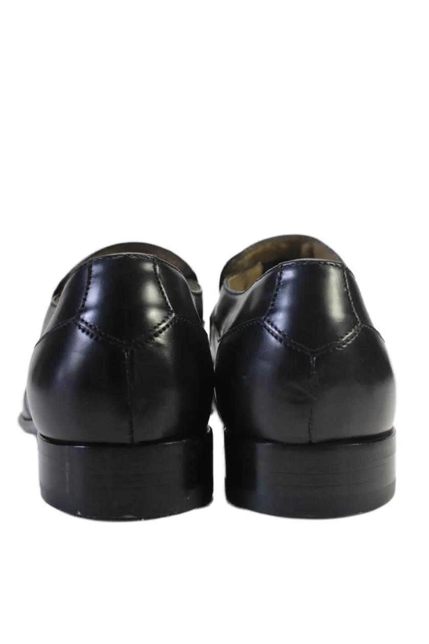Tardini Mens Leather Slip-On Moccasin Penny Loafers Black