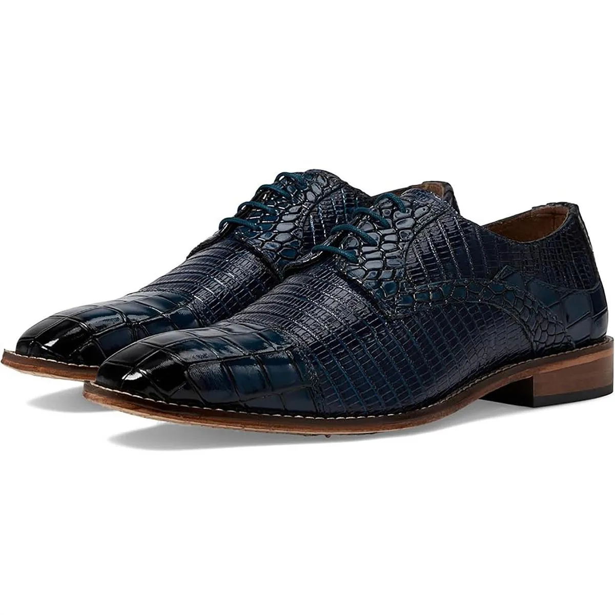 TEDESCO Mens Leather Croc print Oxfords
