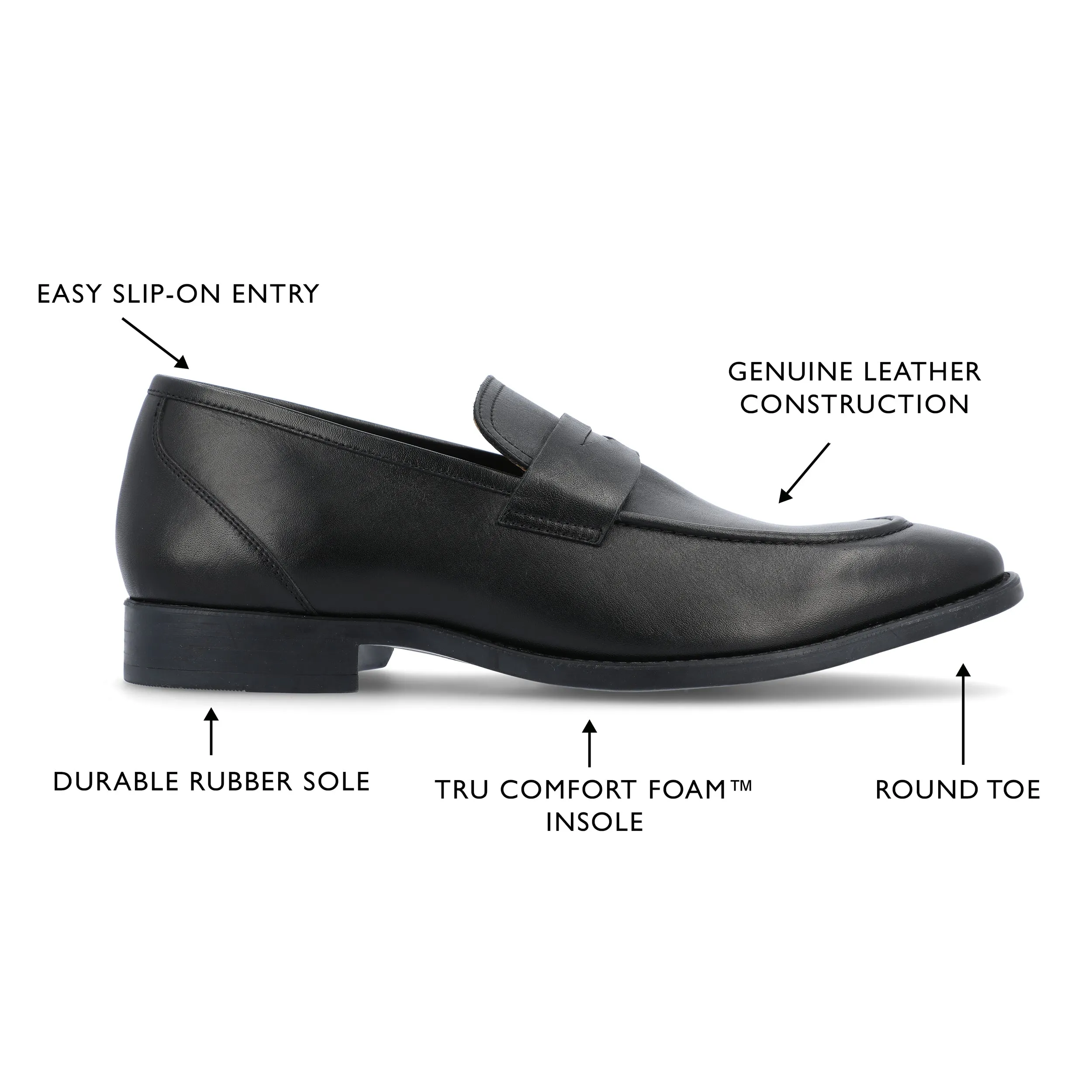 Thomas & Vine Bishop Wide Width Apron Toe Penny Loafer