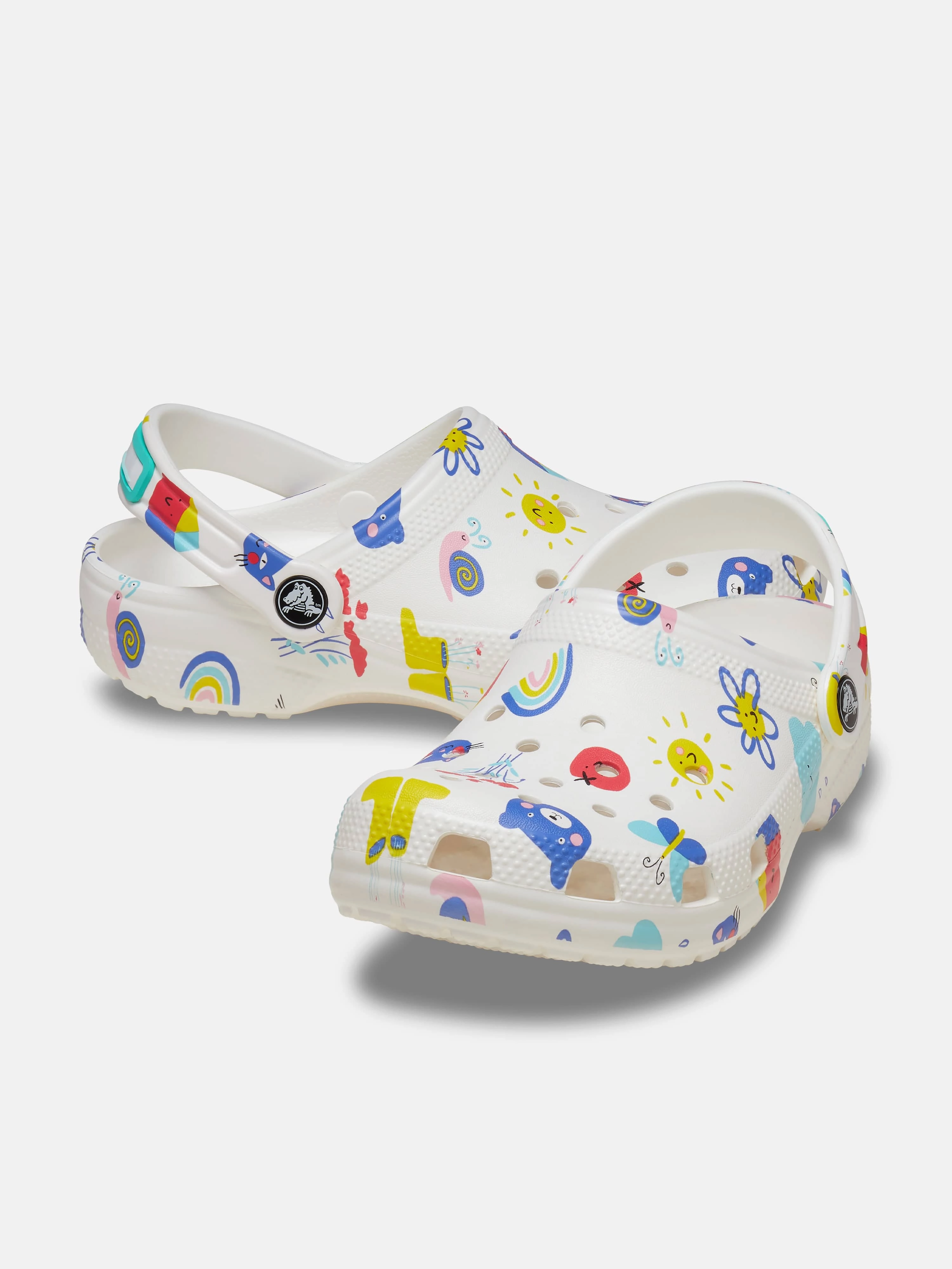 Grab It Fast, EditorS Pick Crocs Kids Classic Doodle Print Clog in White