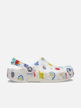 Effortlessly Cool Time-limited discount Crocs Kids Classic Doodle Print Clog in White Exclusive Craftsmanship