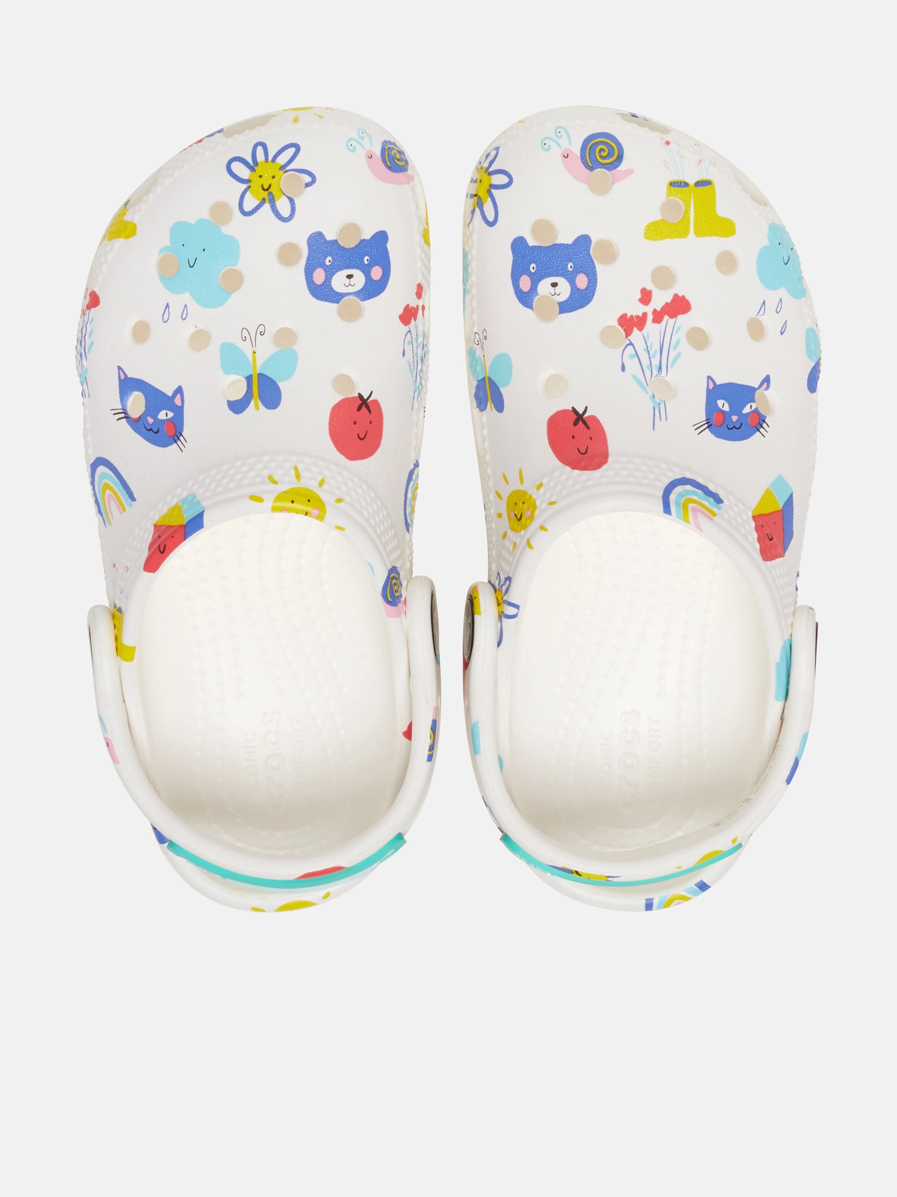 Crocs Kids Classic Doodle Print Clog in White Stylishly Engineered