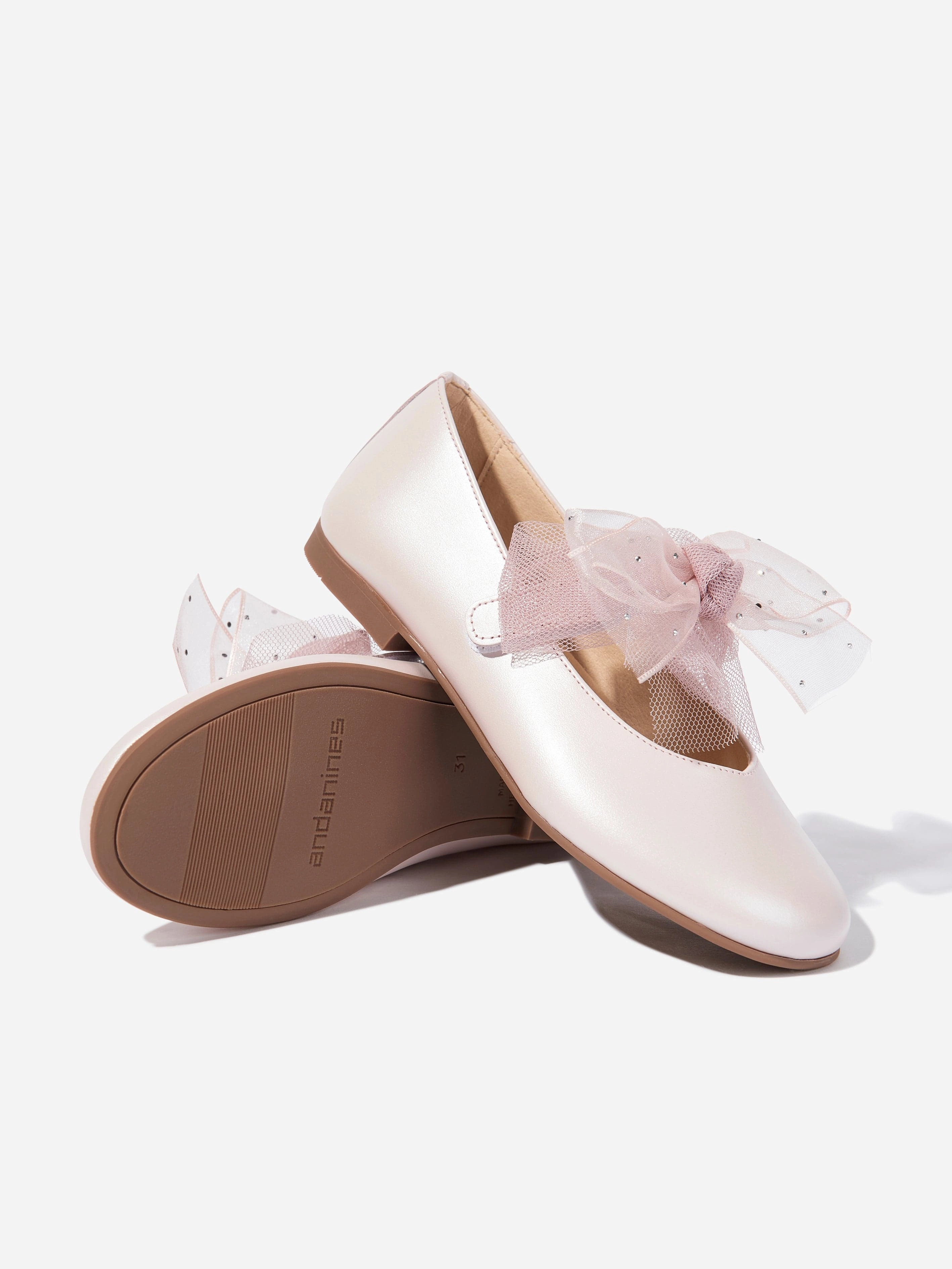 Andanines Girls Bow Shoes in Pink Shop, Save, Smile