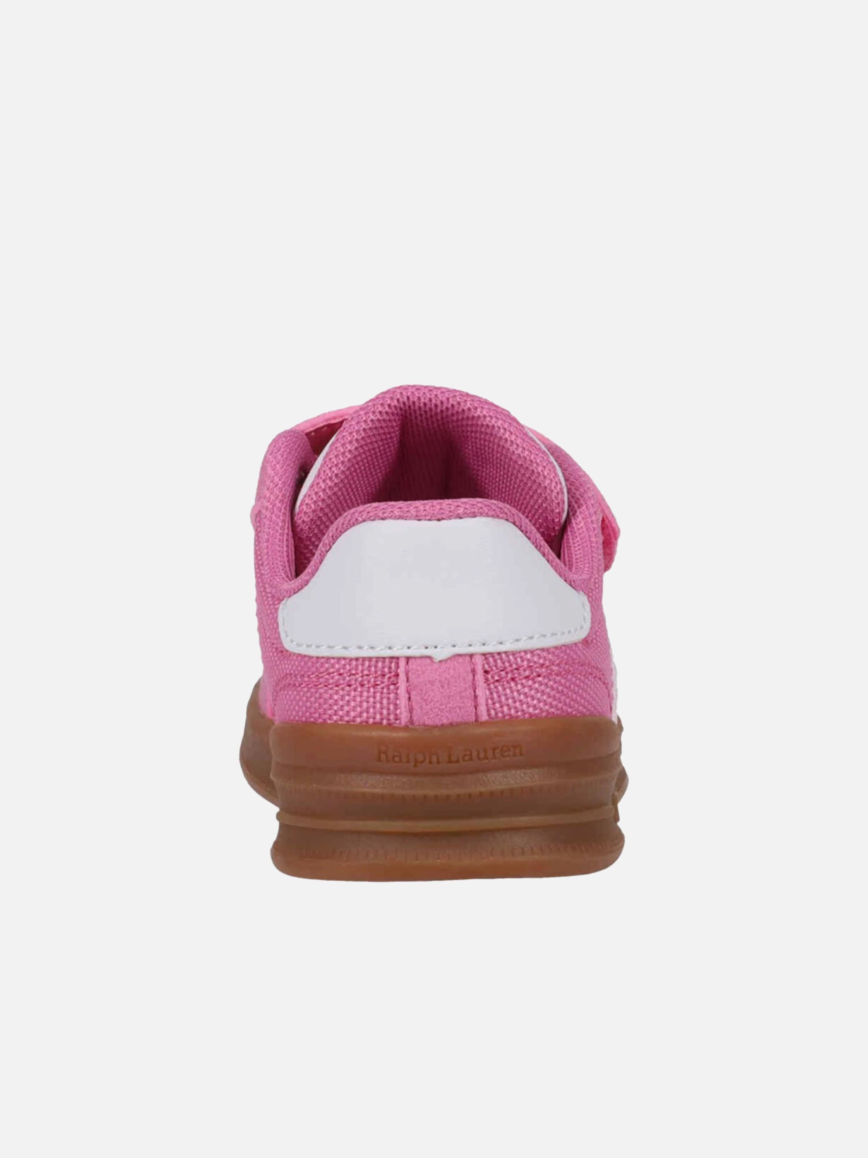 Travel-Friendly, Everyday Ralph Lauren Girls Heritage Court III T-Toe EZ Trainers in Pink