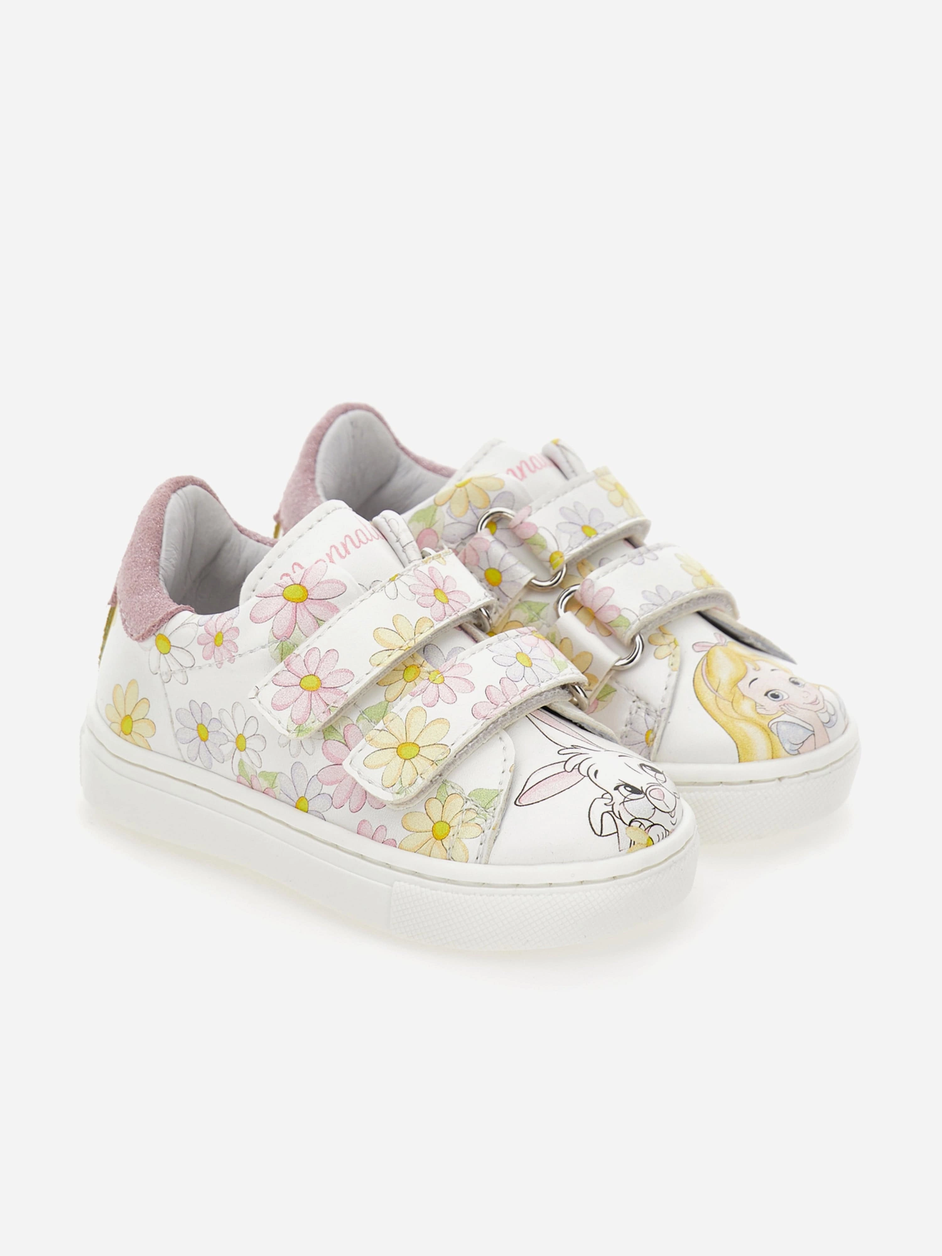 Cute Girls Daisy Print Trainers in White Exclusive Access