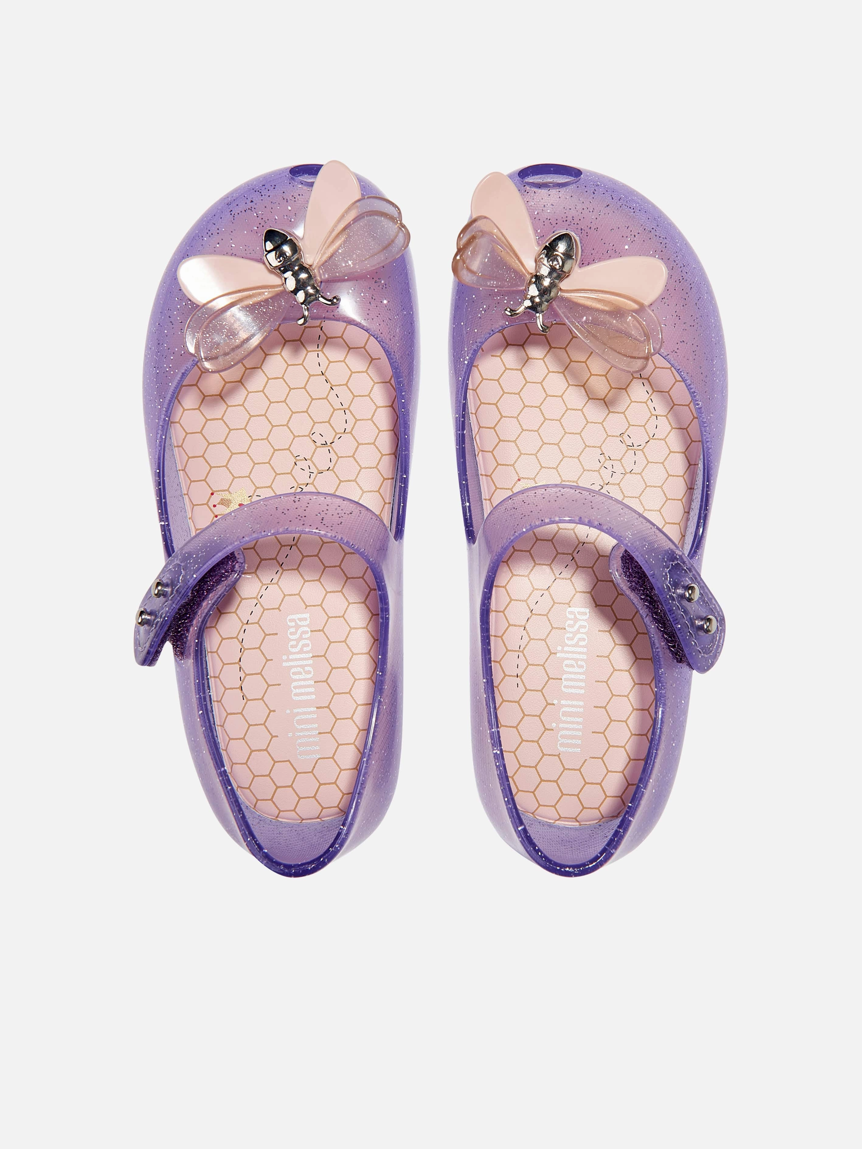 All-In-One Design Mini Melissa Girls Mini Ultragirl Bugs Ballerinas in Purple