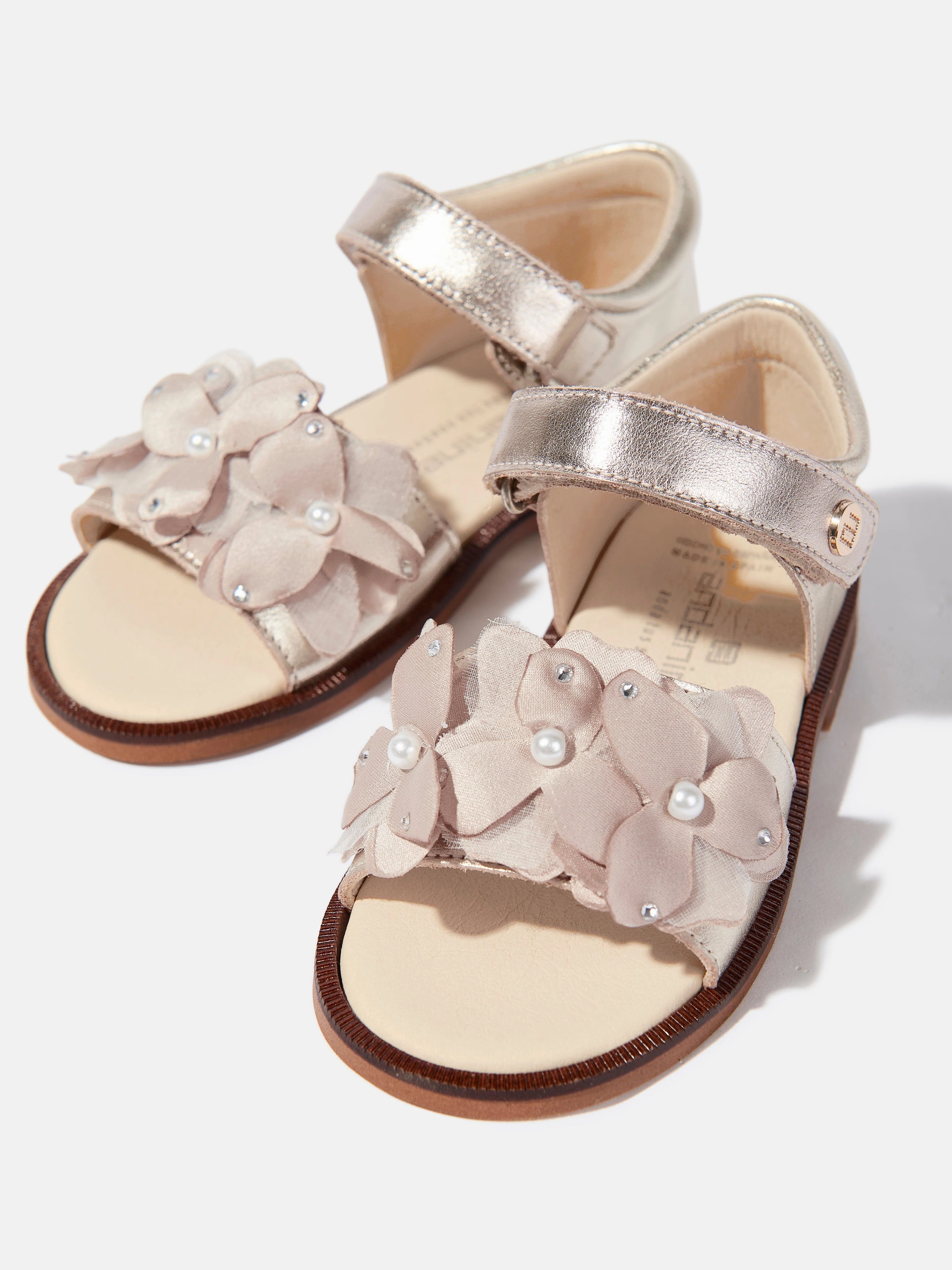 This Is A Steal, Just Arrived Andanines Girls Flower Sandals in Gold
