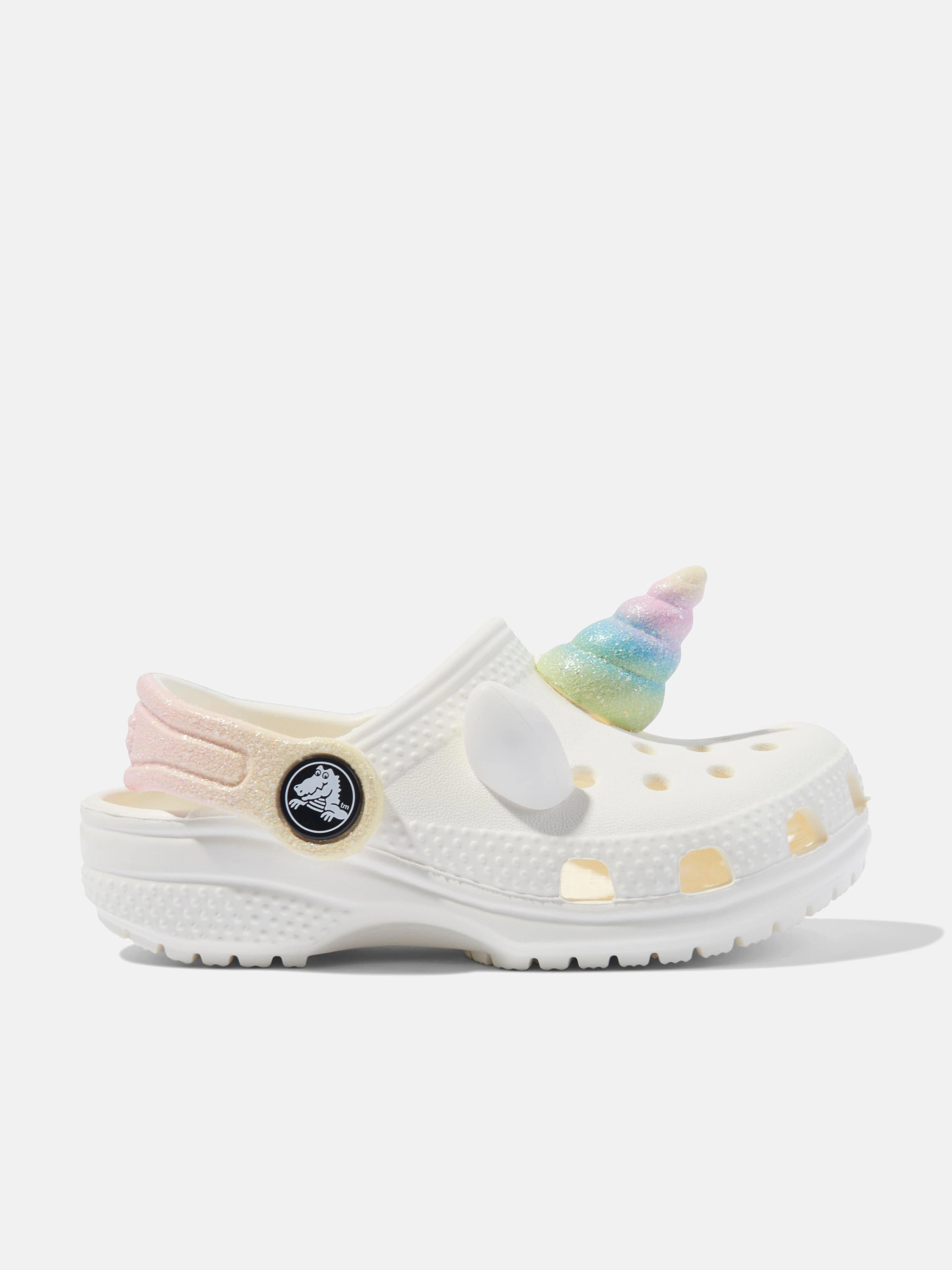 Expandable Weekend Duffel Bag Training special Crocs Girls Classic I Am Rainbow Unicorn Clog in White Advanced feature discount