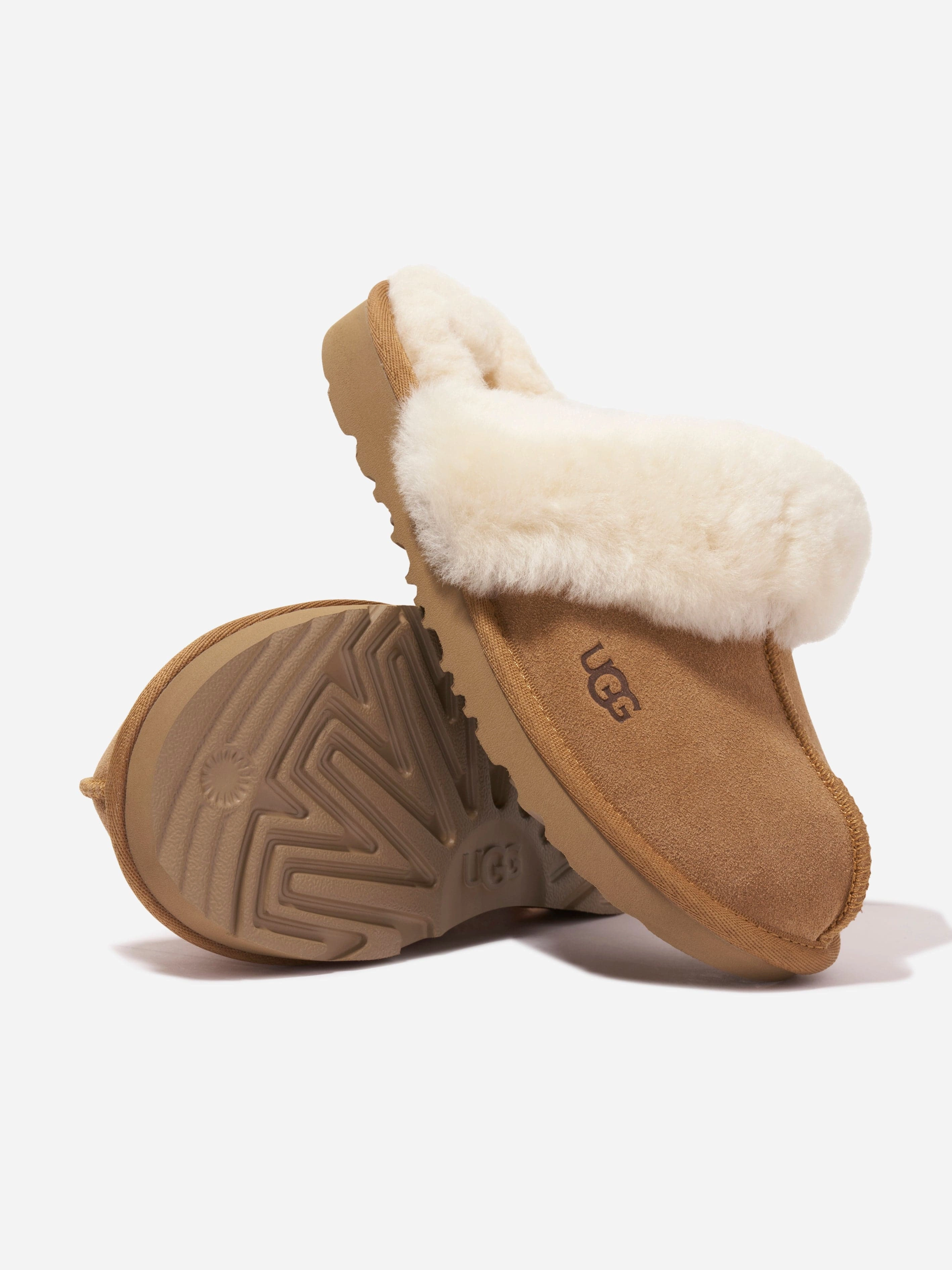 Top Zipper UGG Girls Cozy II Slippers in Brown