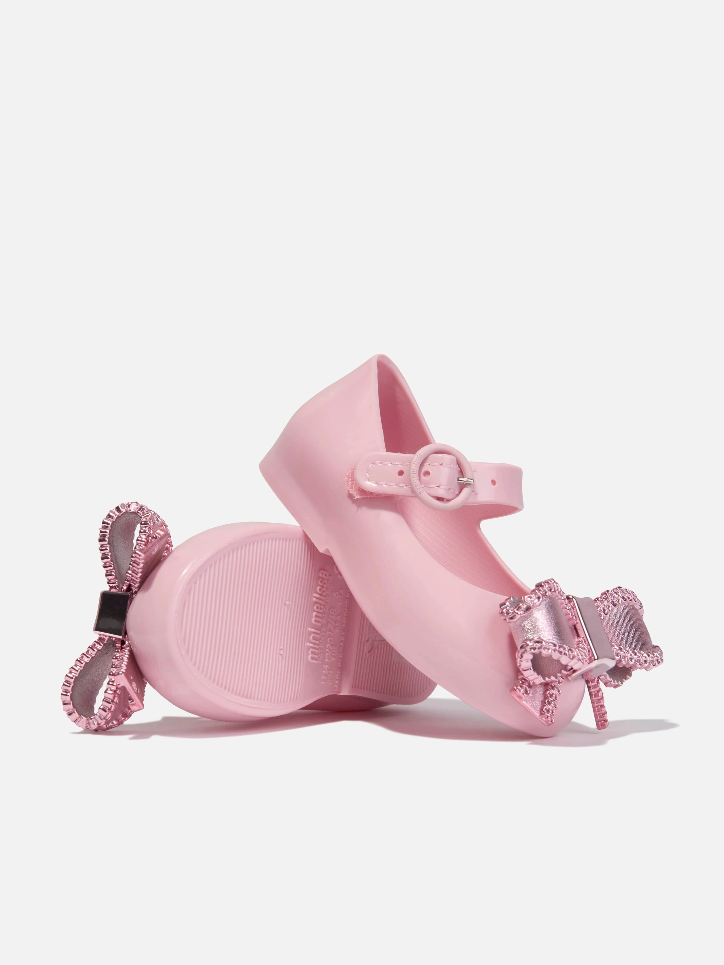 Buy Now Mini Melissa Girls Mini Sweet Love Bow Jelly Ballerinas in Pink No-Fuss Design