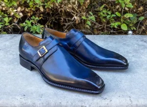Ugo Vasare "Brooks" Monkstrap Shoe Navy