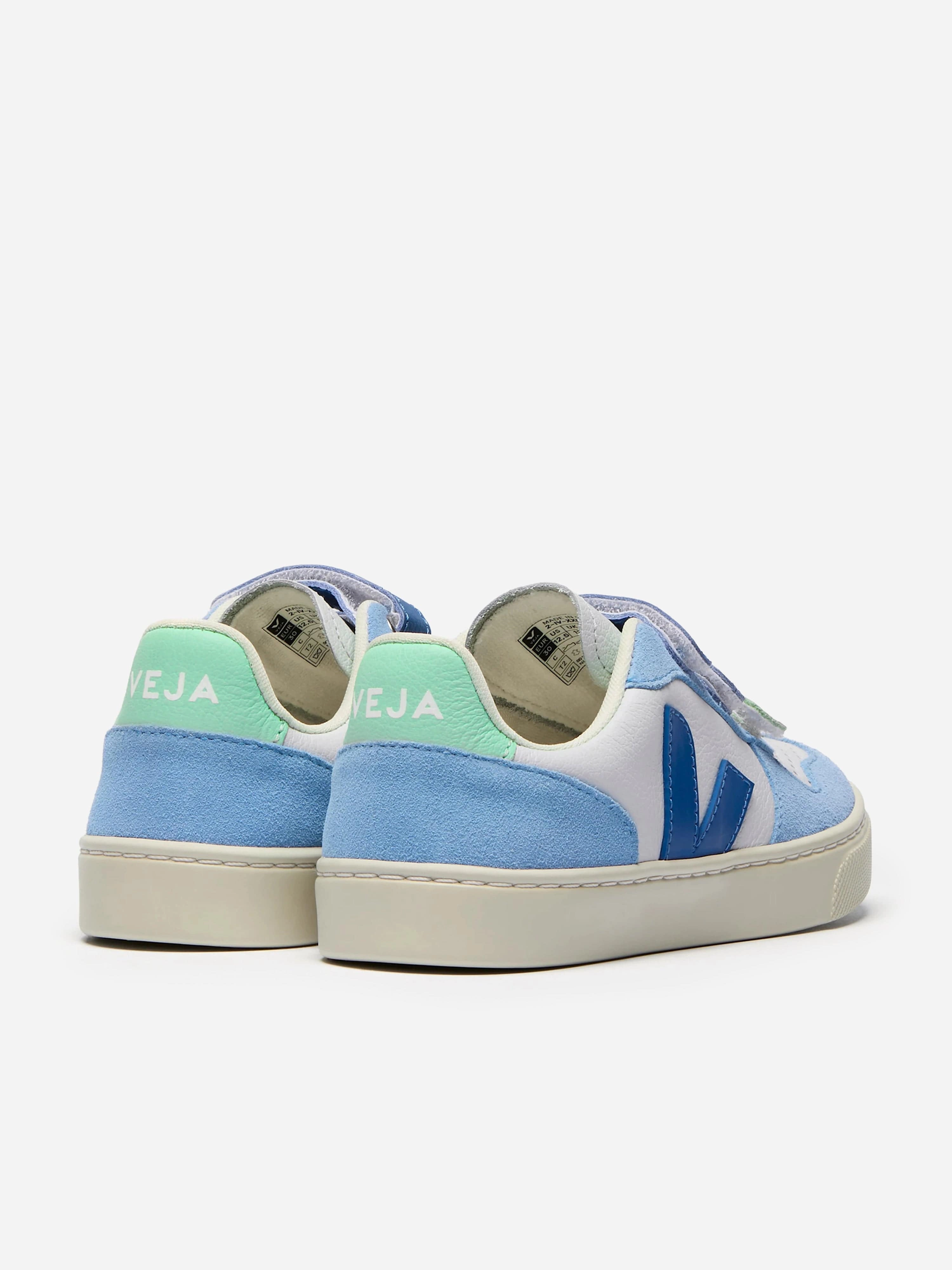 Made For Comfort Veja Kids Chromefree Leather Small V-10 Trainers in Blue