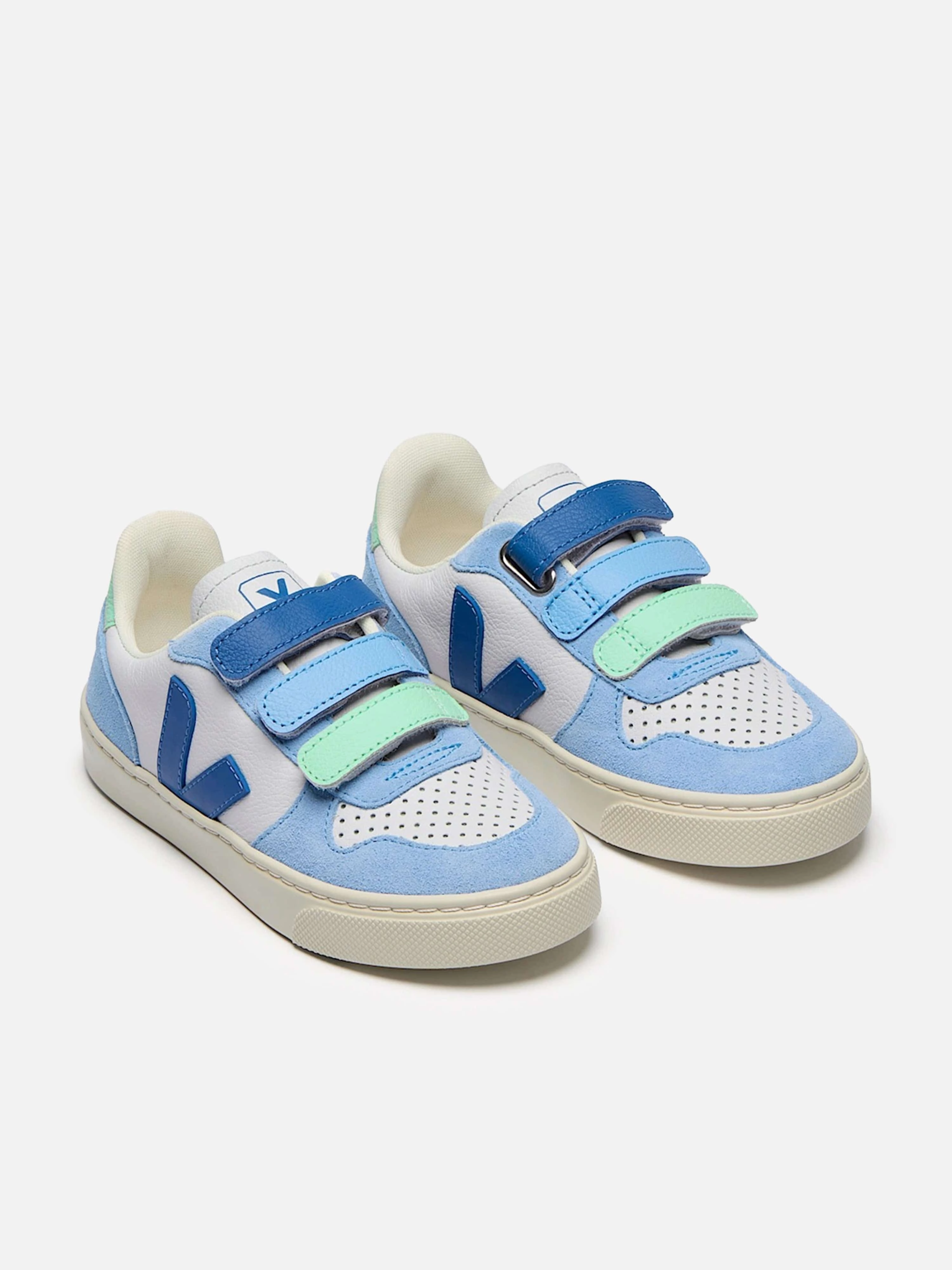 Veja Kids Chromefree Leather Small V-10 Trainers in Blue Hurry Before It Sells