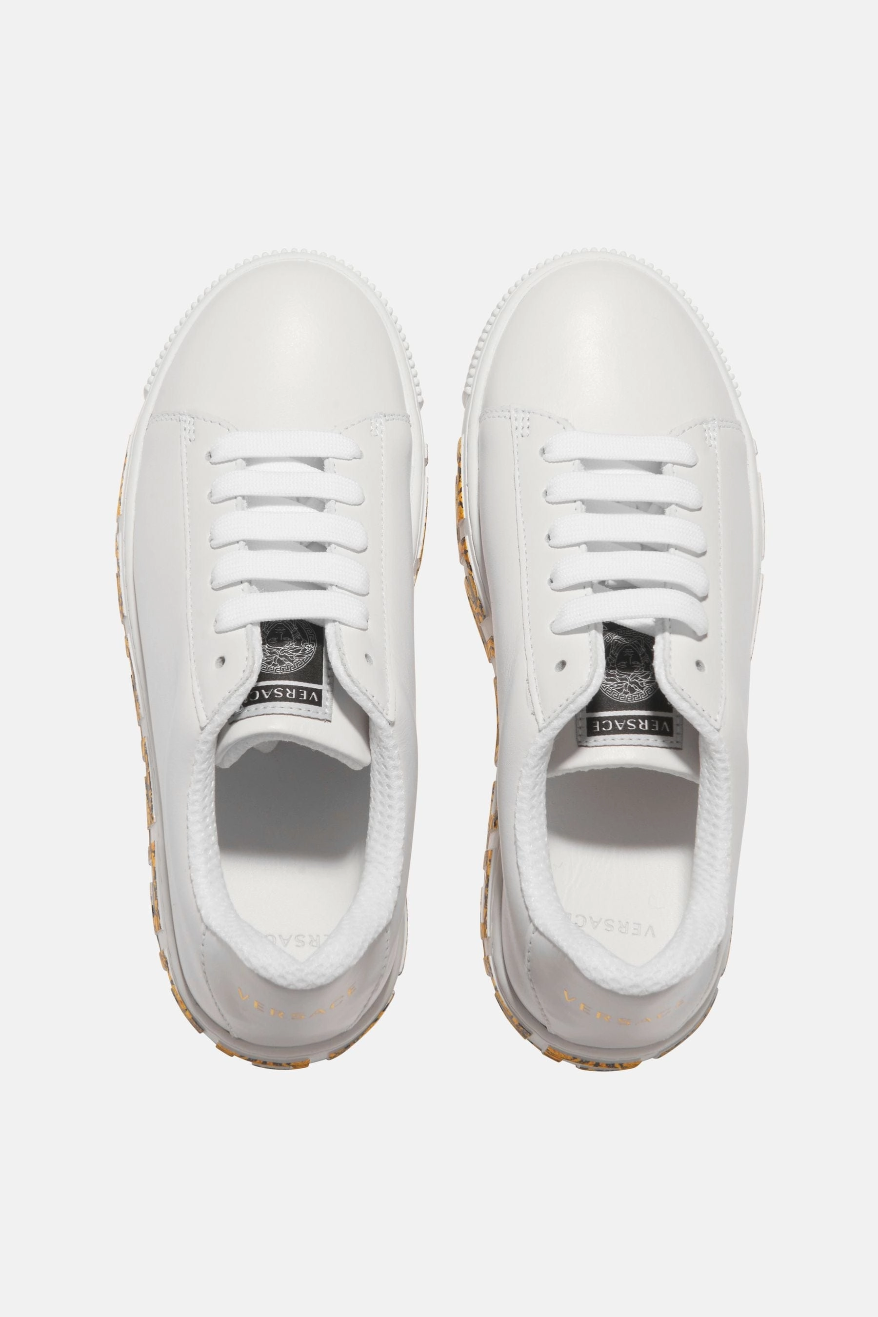 Versace Kids Leather La Greca Trainers Metallic, Popular Choice