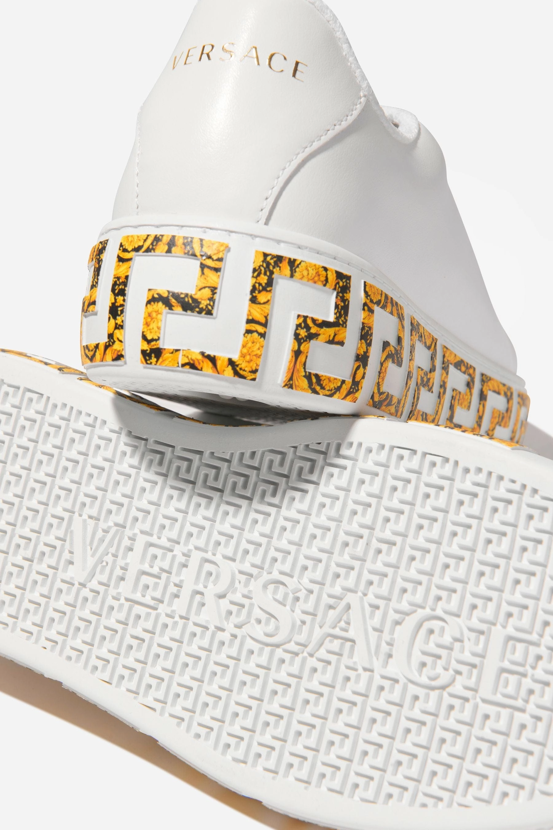 Versace Kids Leather La Greca Trainers Perfectly Balanced, Effortless Elegance