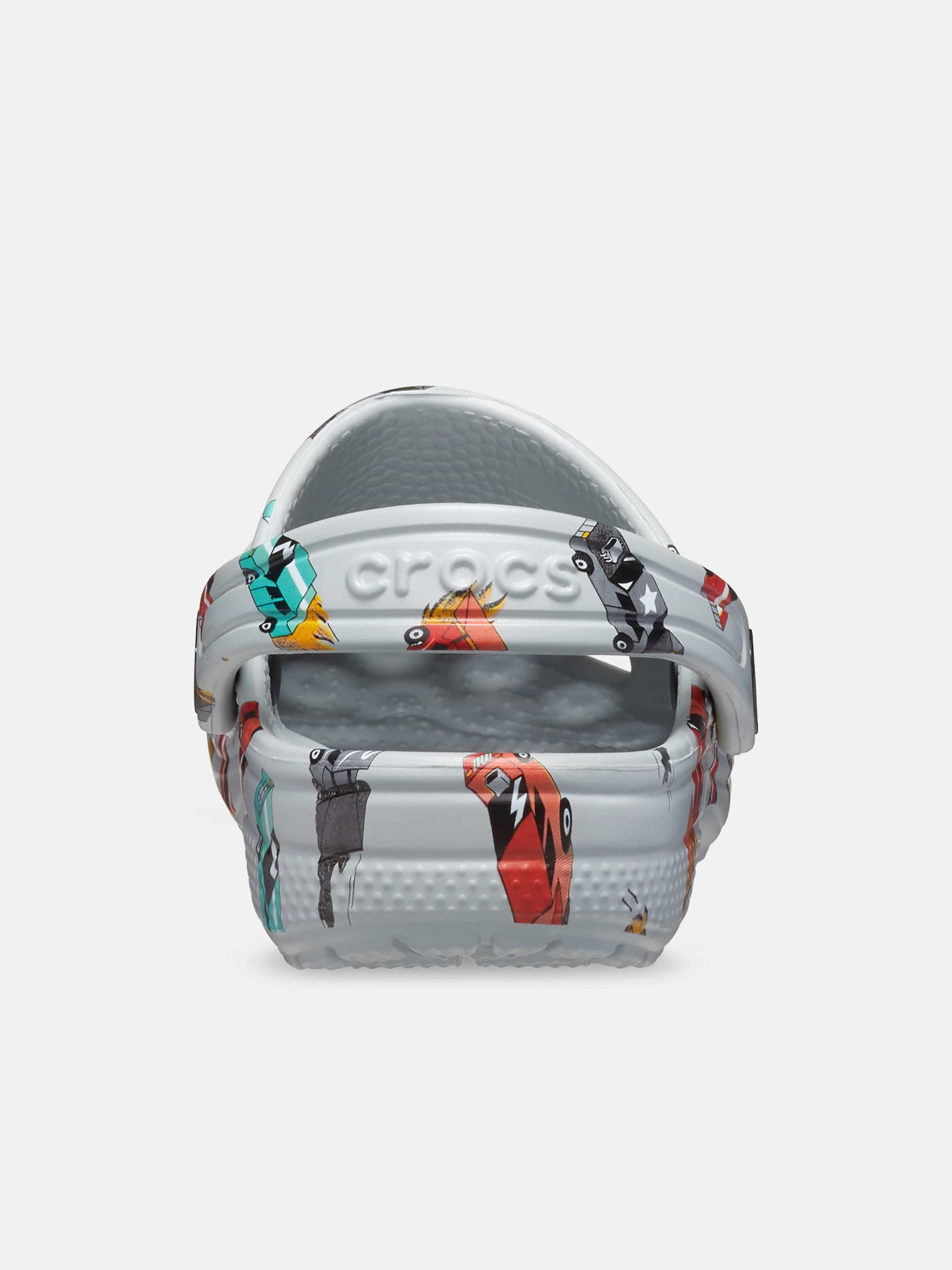 Versatile Functionality Boys Classic Race Cars Graphic Clog in Grey Raffia