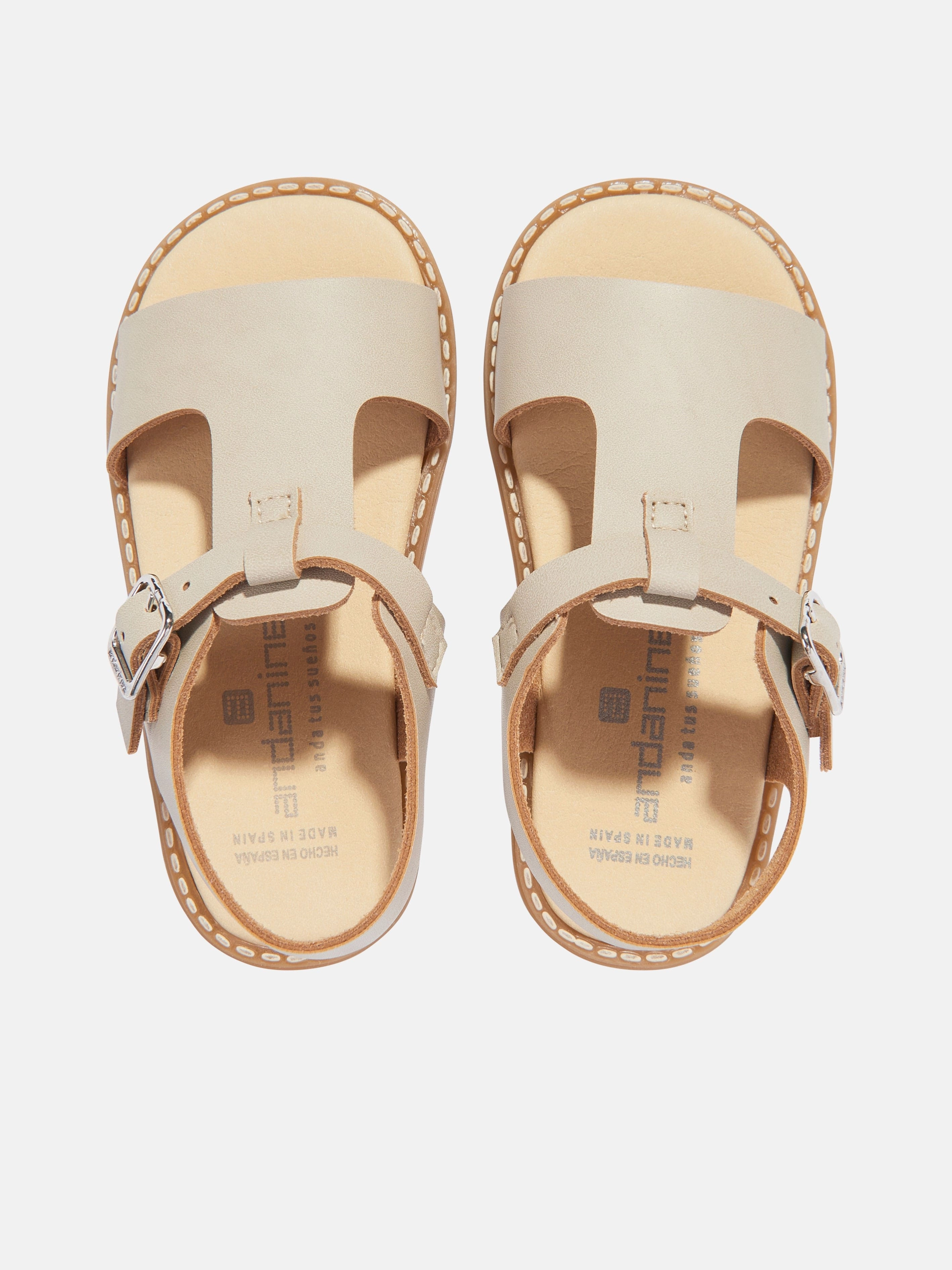 Andanines Kids Leather Sandals in Beige Classic