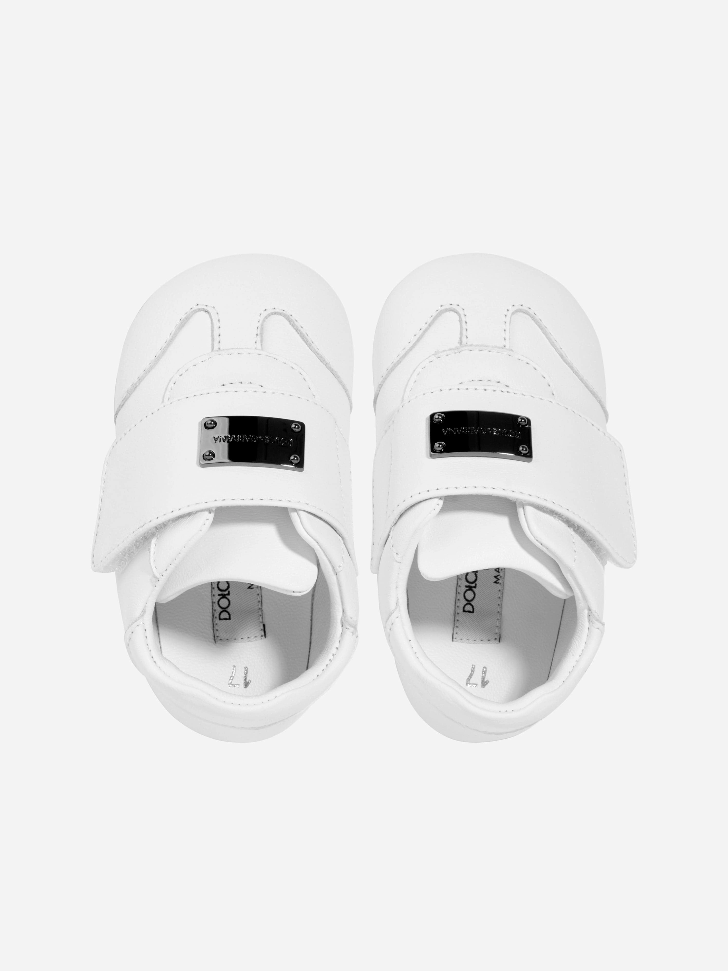 Designer Dolce & Gabbana Baby Leather Pre-Walker Trainers in White