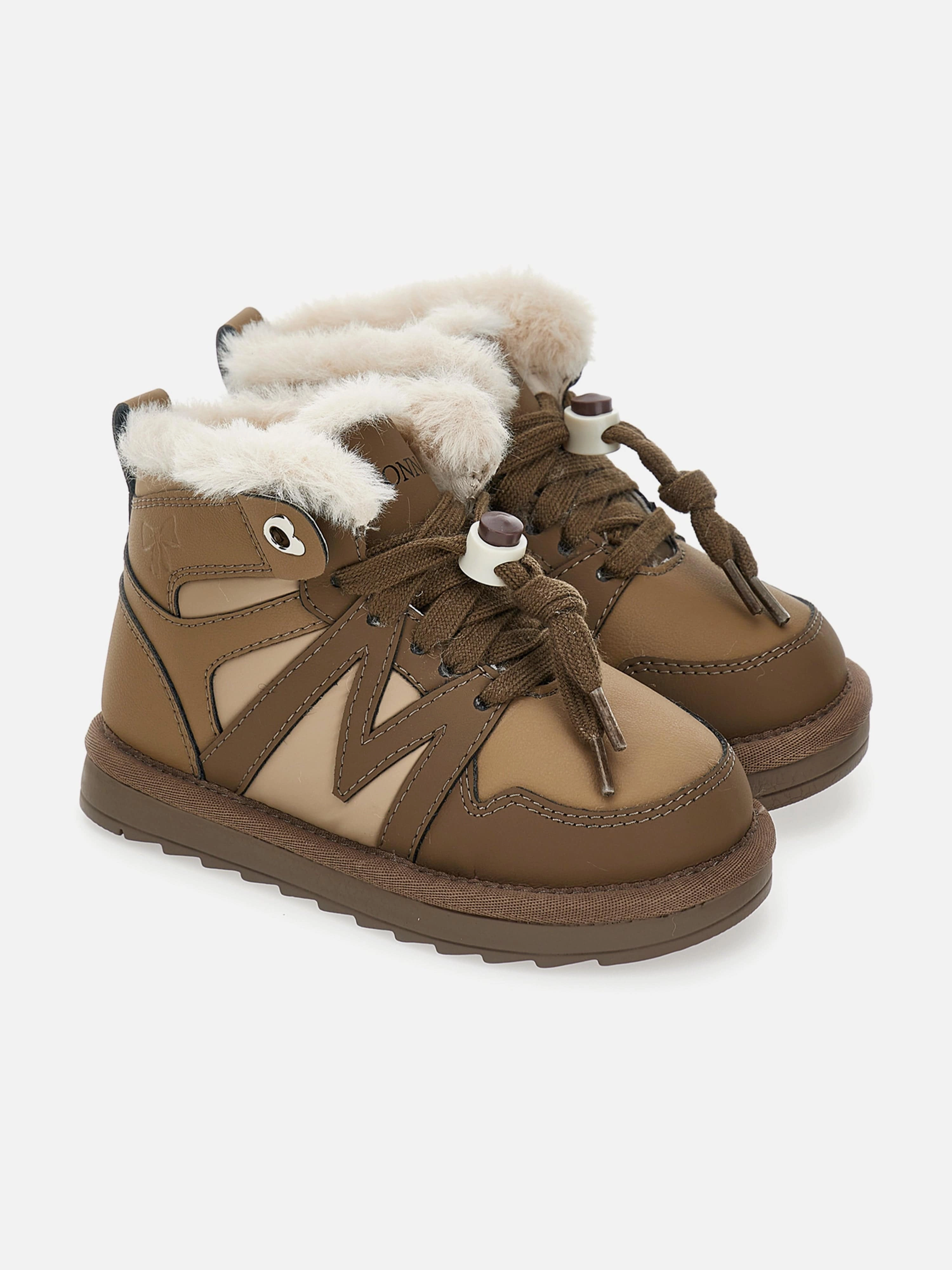 Get It Before ItS Gone Girls Logo Lace Up Boots in Brown