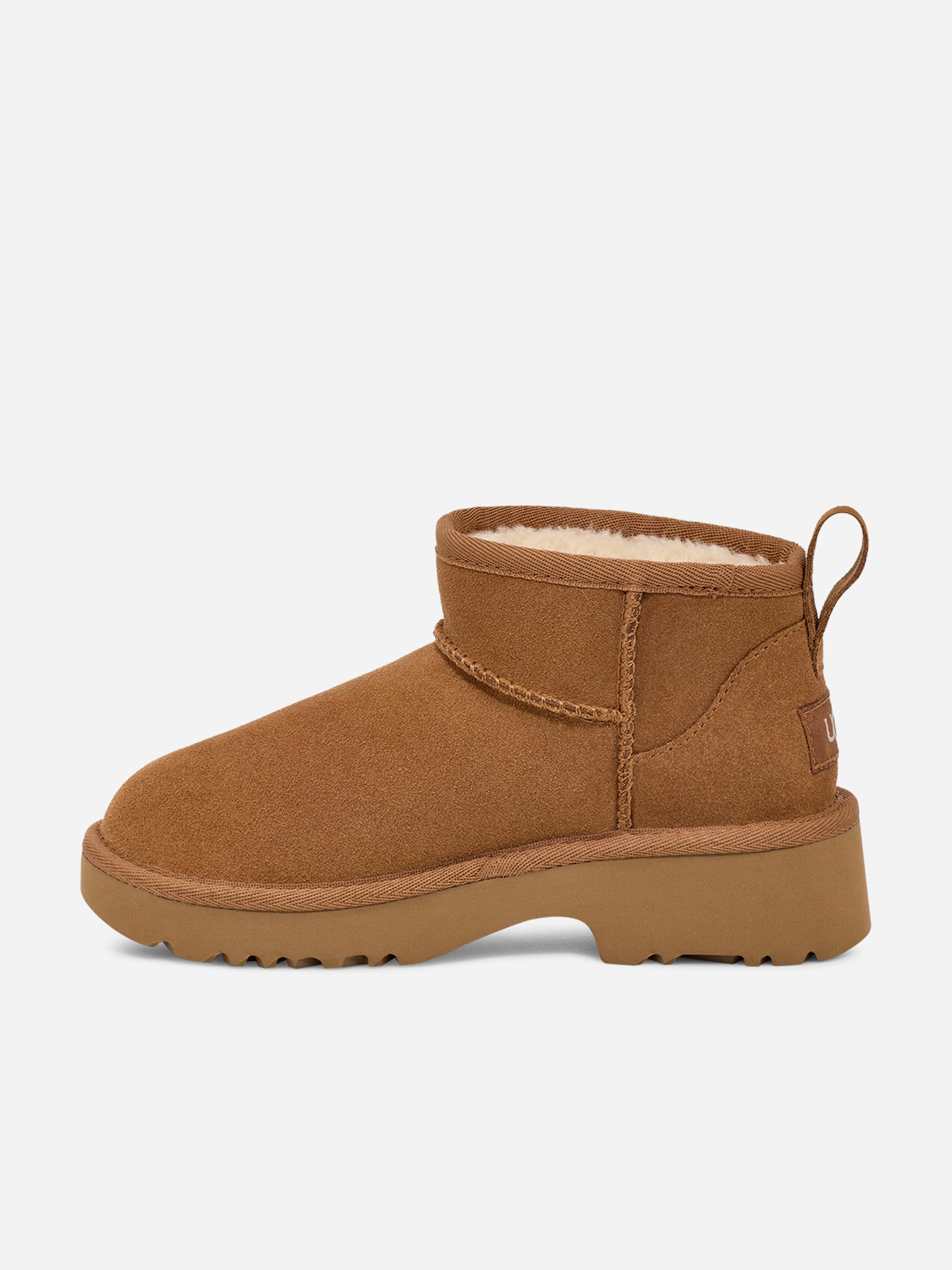 Functional, Versatile Everyday Style UGG Girls Classic Ultra Mini New Heights Boots in Brown