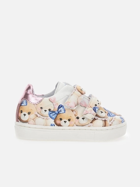 Smooth Finish Variable discount Monnalisa Girls Teddy Bear Trainers in Multicolour Suede