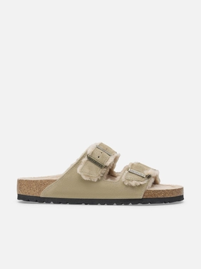 Veteran offer BIRKENSTOCK Arizona Shearling Suede Sandals in Beige Efficiency Improvement WomenS Evening Clutch, Interior Pocket