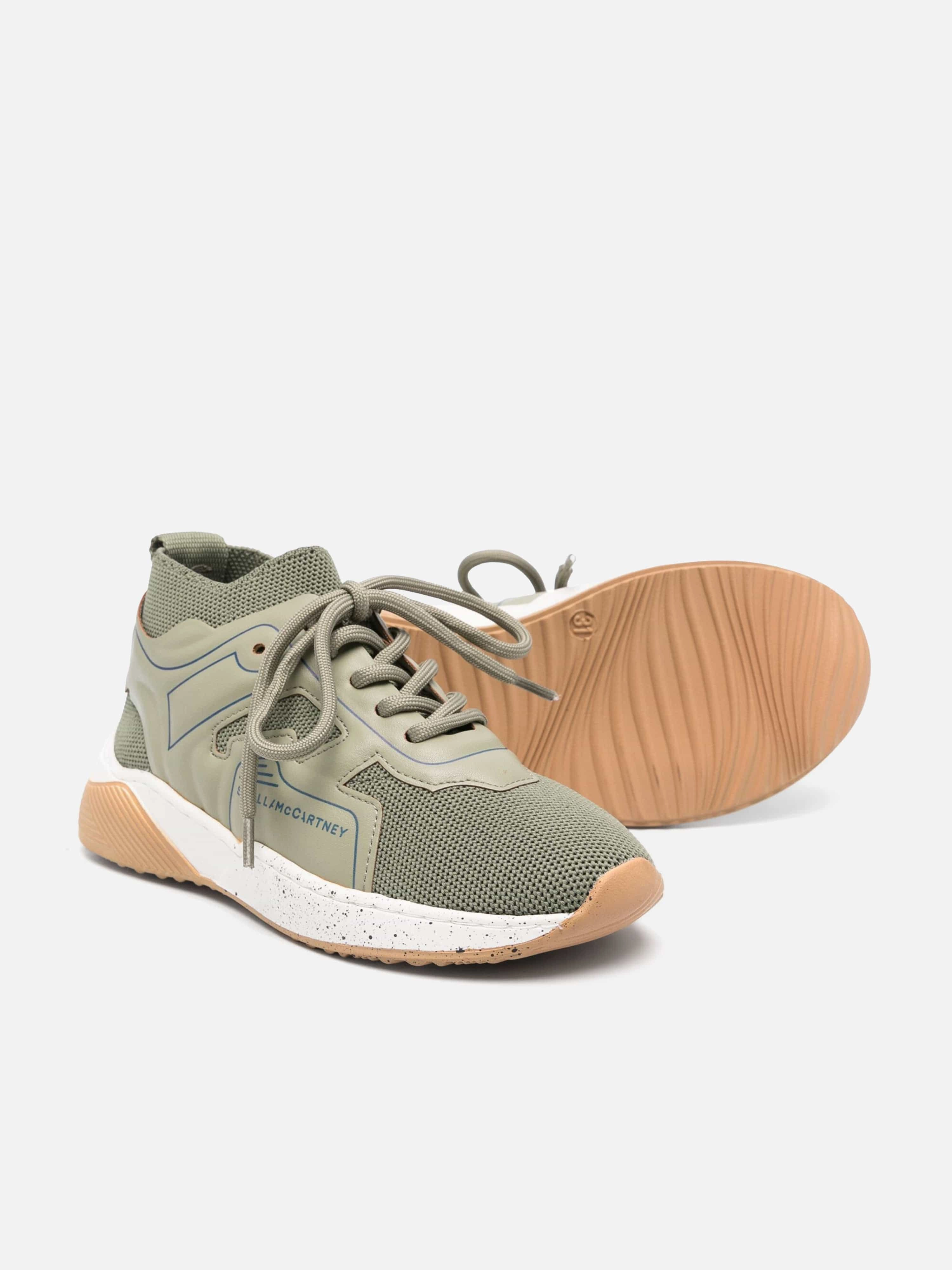 Waterproof Stella McCartney Kids Lace Up Sock Trainers in Green