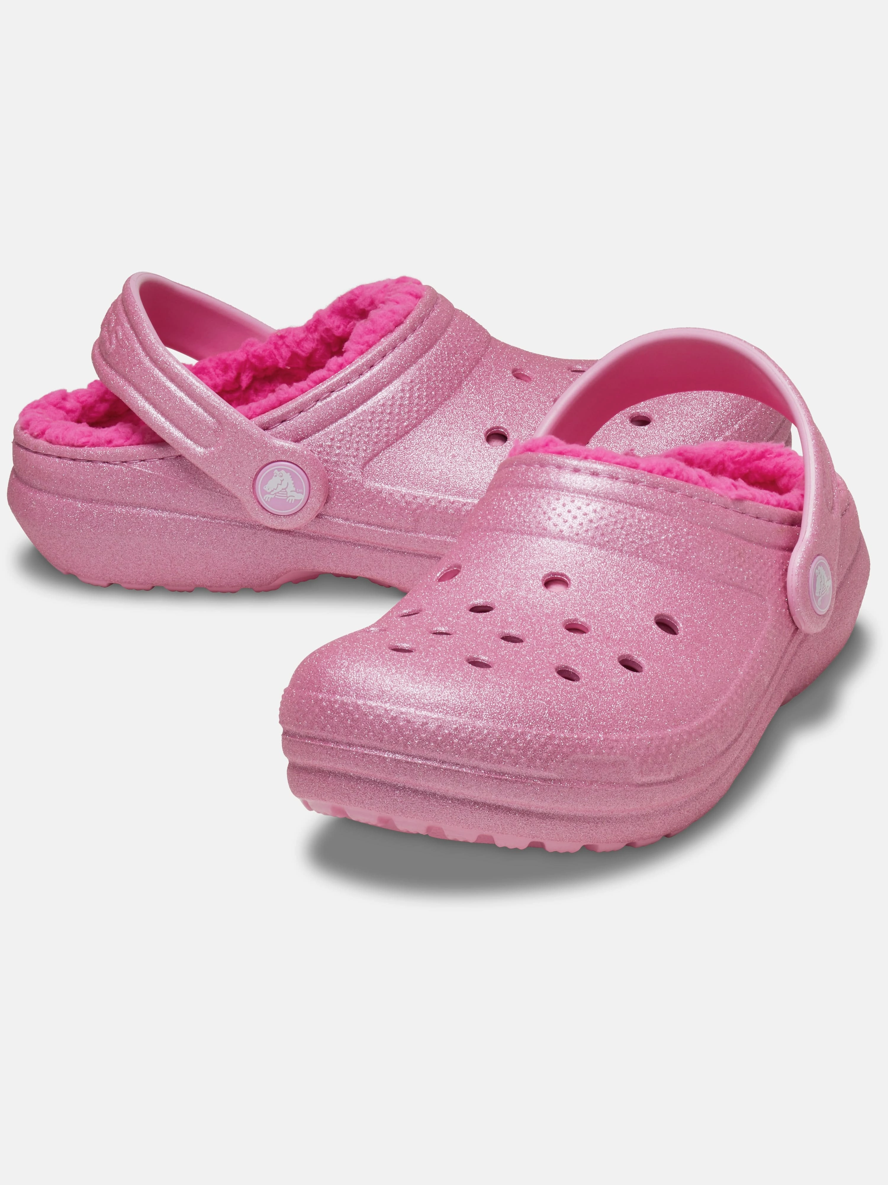DonT Wait, Elevate, Click. Shop. Done., Shop With Confidence Crocs Girls Classic Lined Glitter Clog in Pink