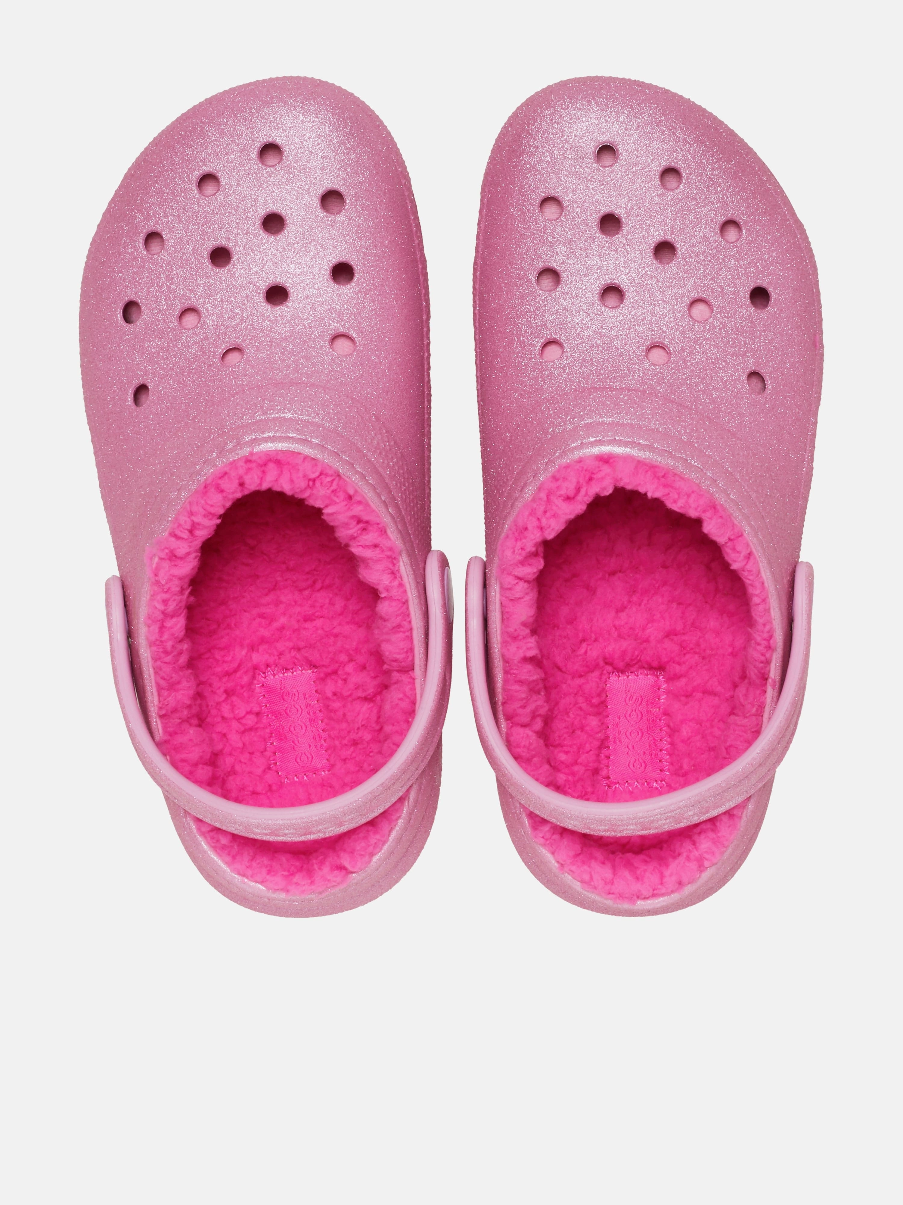 Unlock The Offer, Handbag With Multiple Pockets, Trendy Crocs Girls Classic Lined Glitter Clog in Pink
