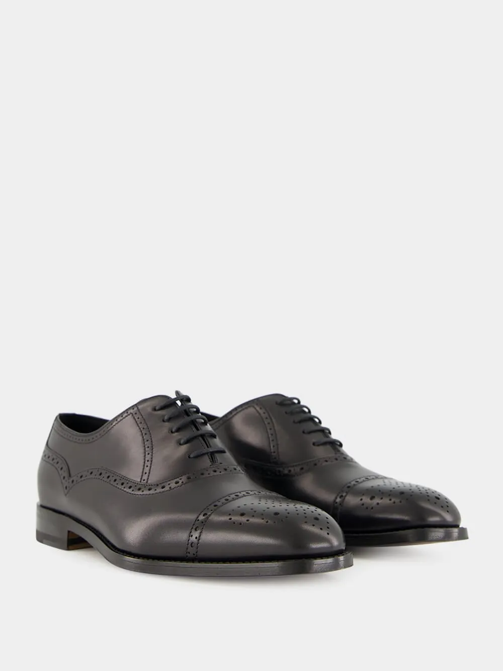 Witney Black Leather Brogue Oxfords