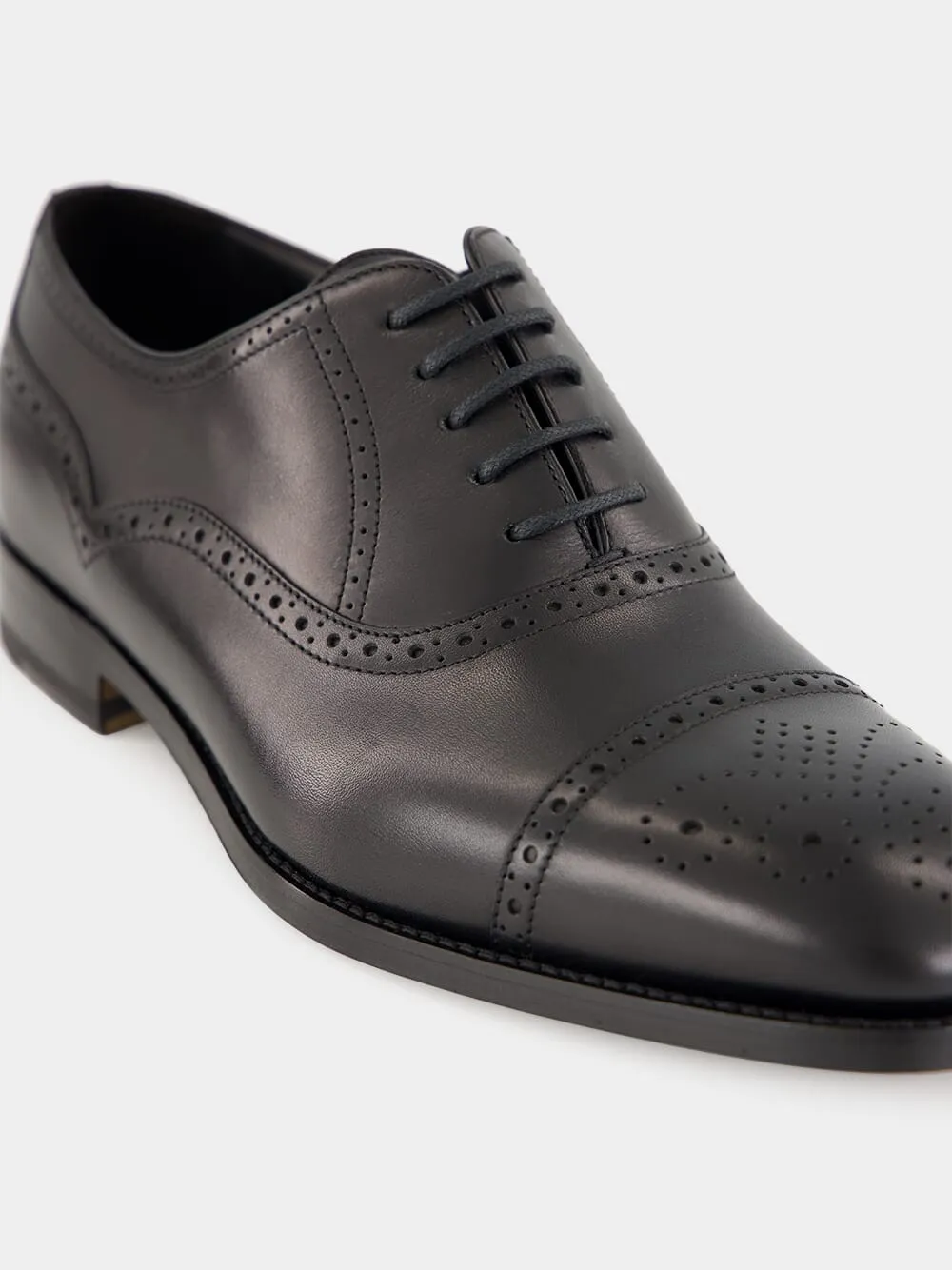 Witney Black Leather Brogue Oxfords
